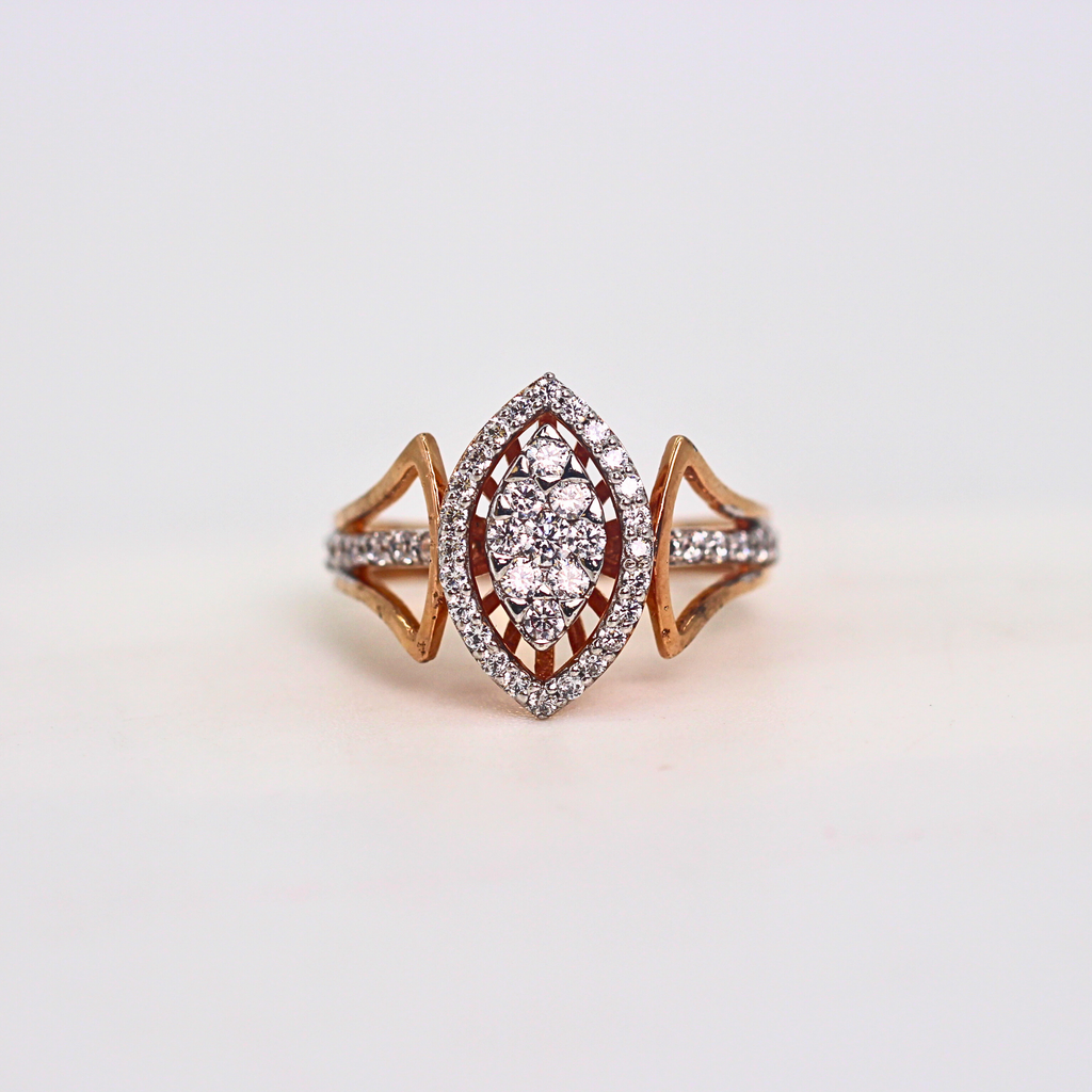 Diamond Marquise shaped Halo Open Band Ring