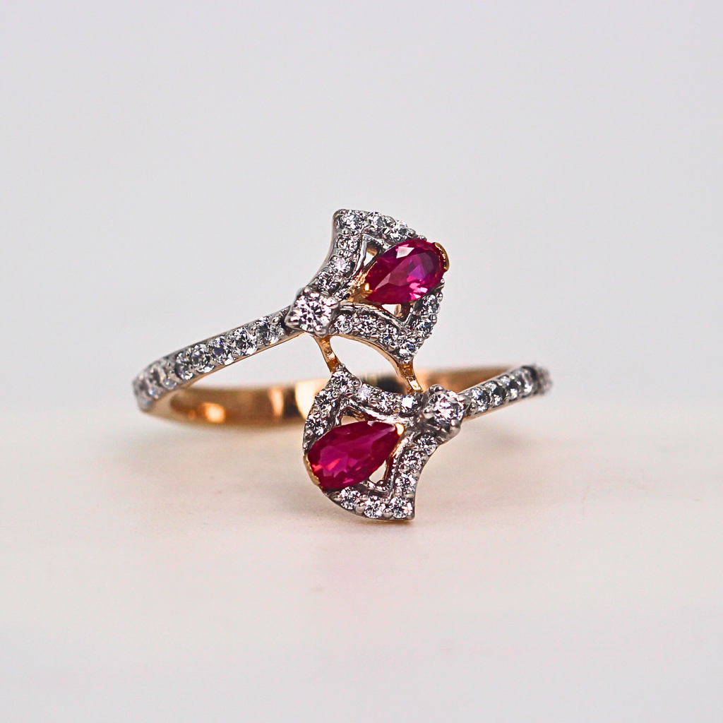 Ruby Diamond Open Style Band Ring