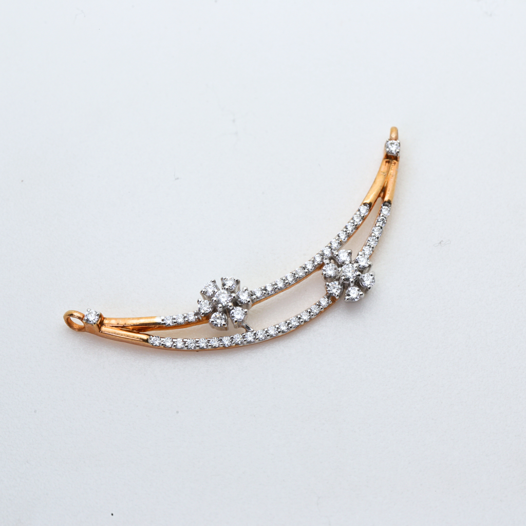 Diamond Twin Curve Floral Accent Mangalsutra Pendant