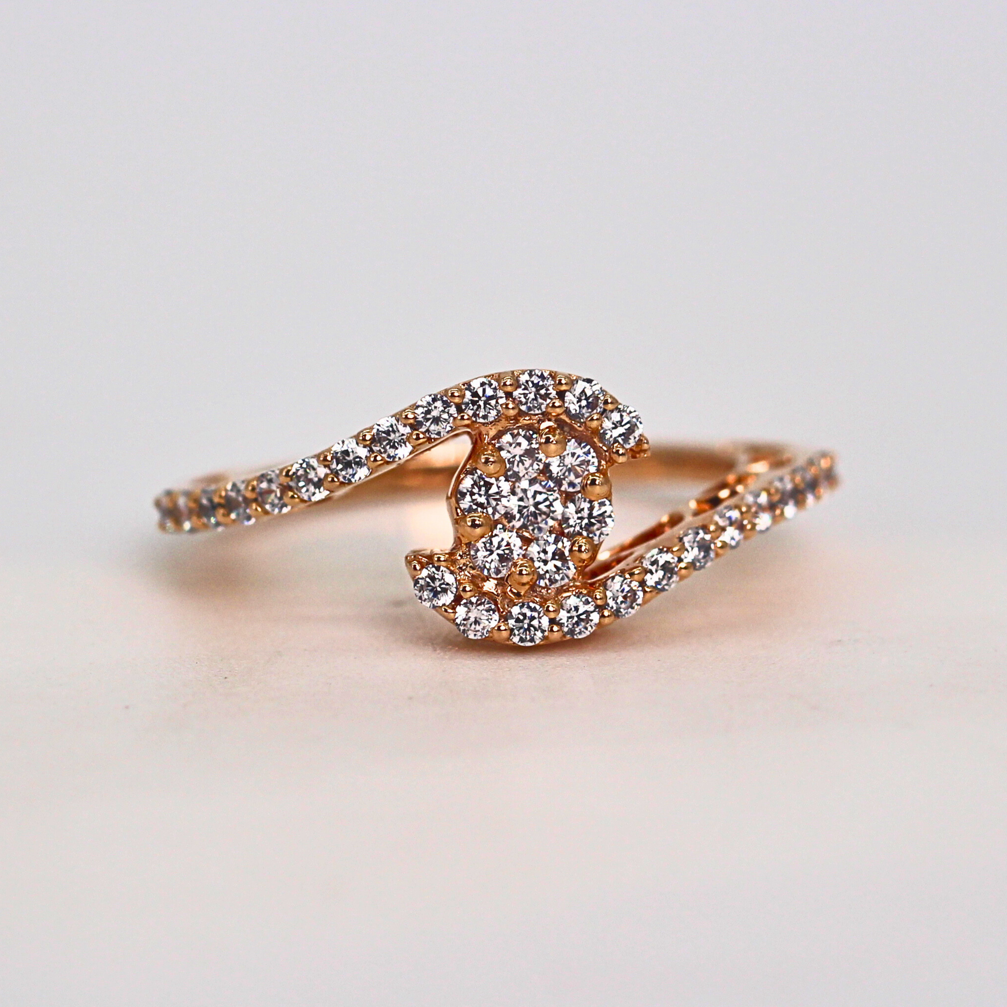 Diamond Crescent Open Band Ring