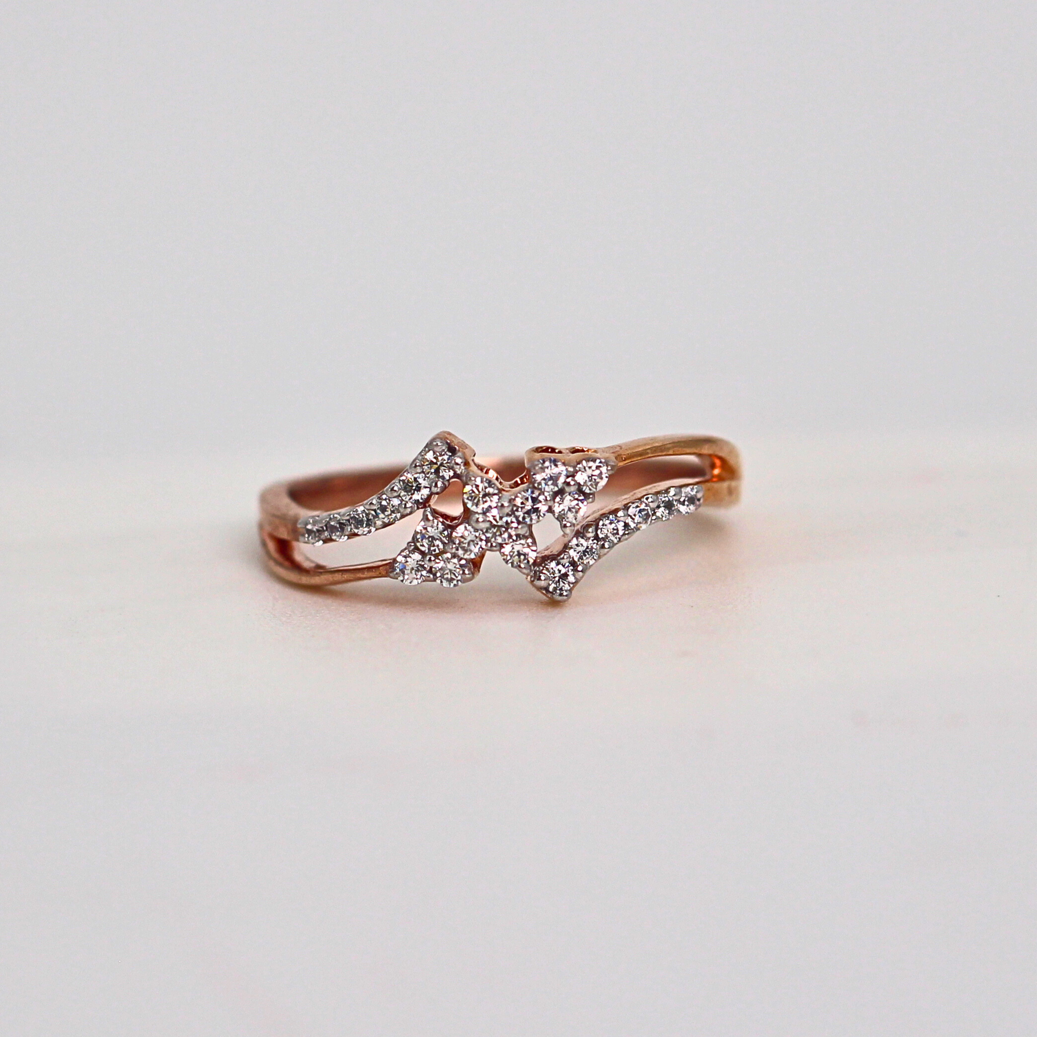 Diamond Bow Style Open Band Ring