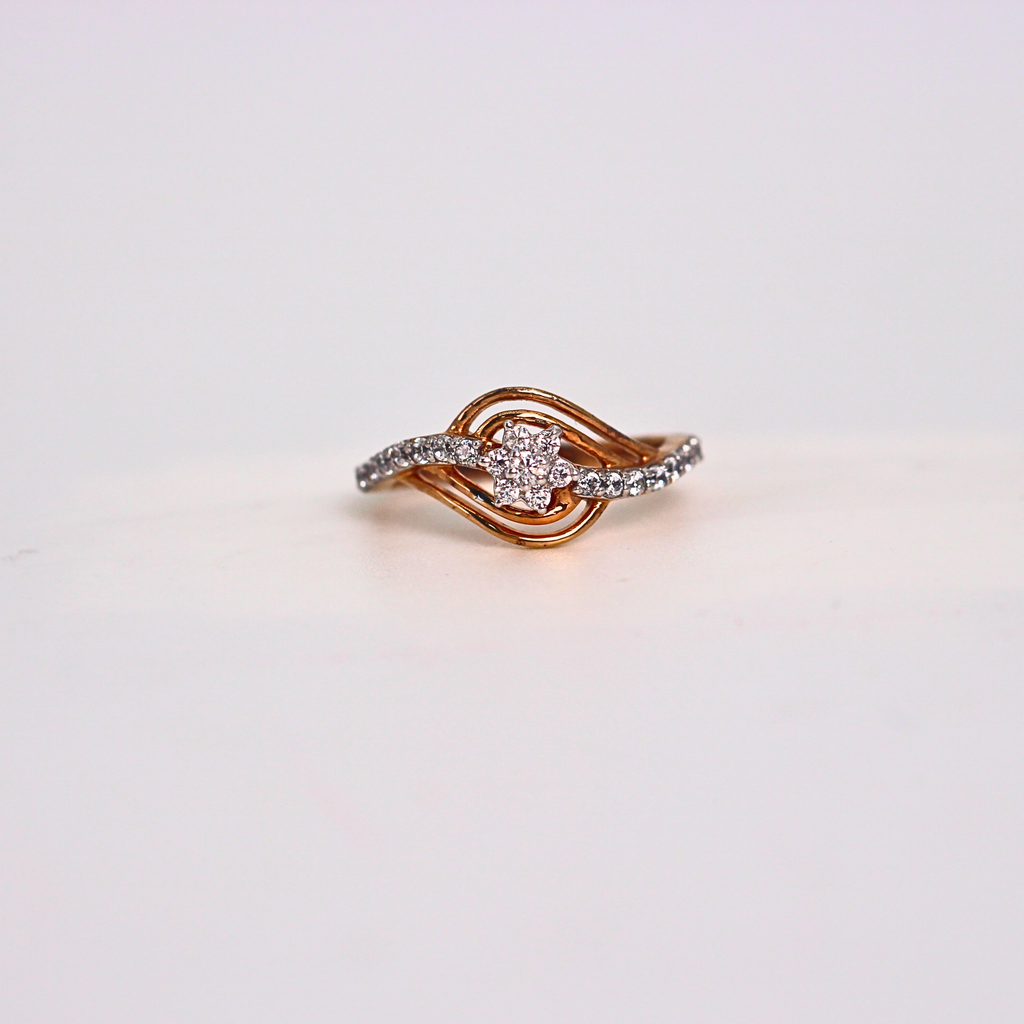 Diamond Star Center Wave Band Ring
