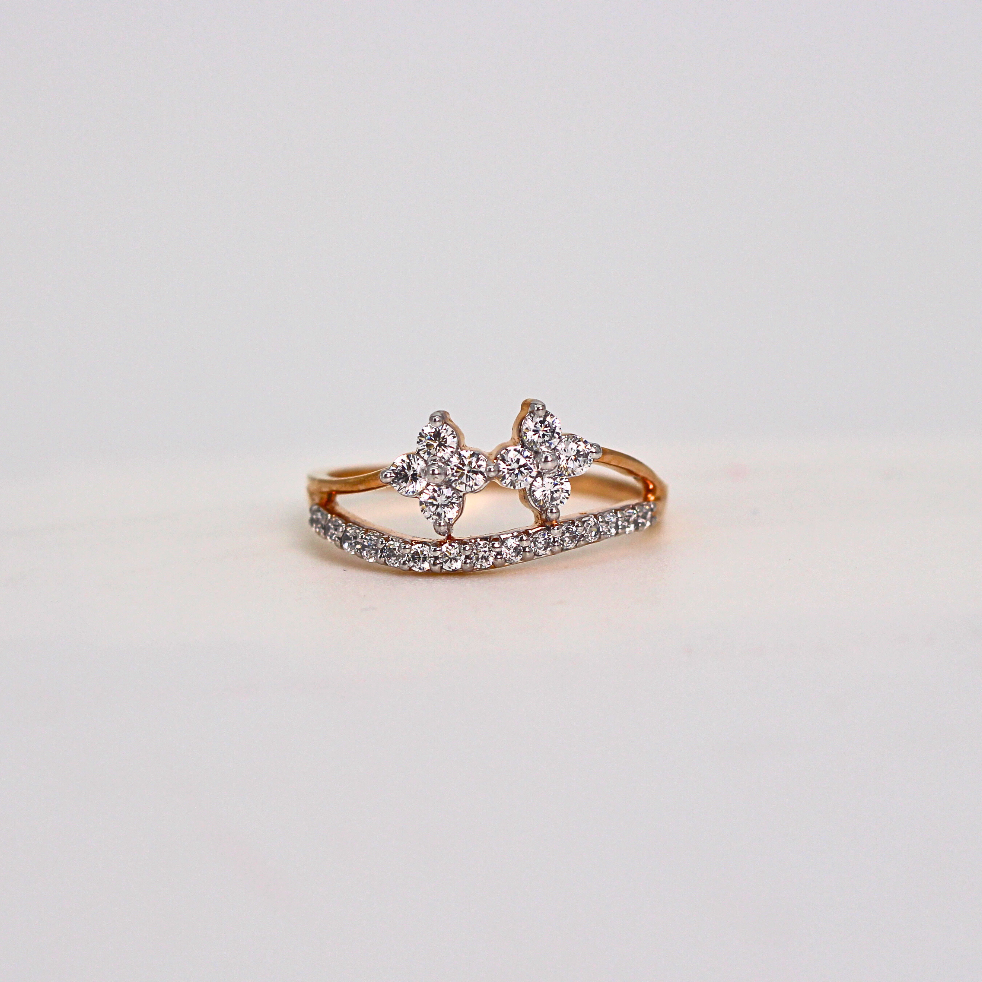 Diamond Floral Cluster Open Band Ring