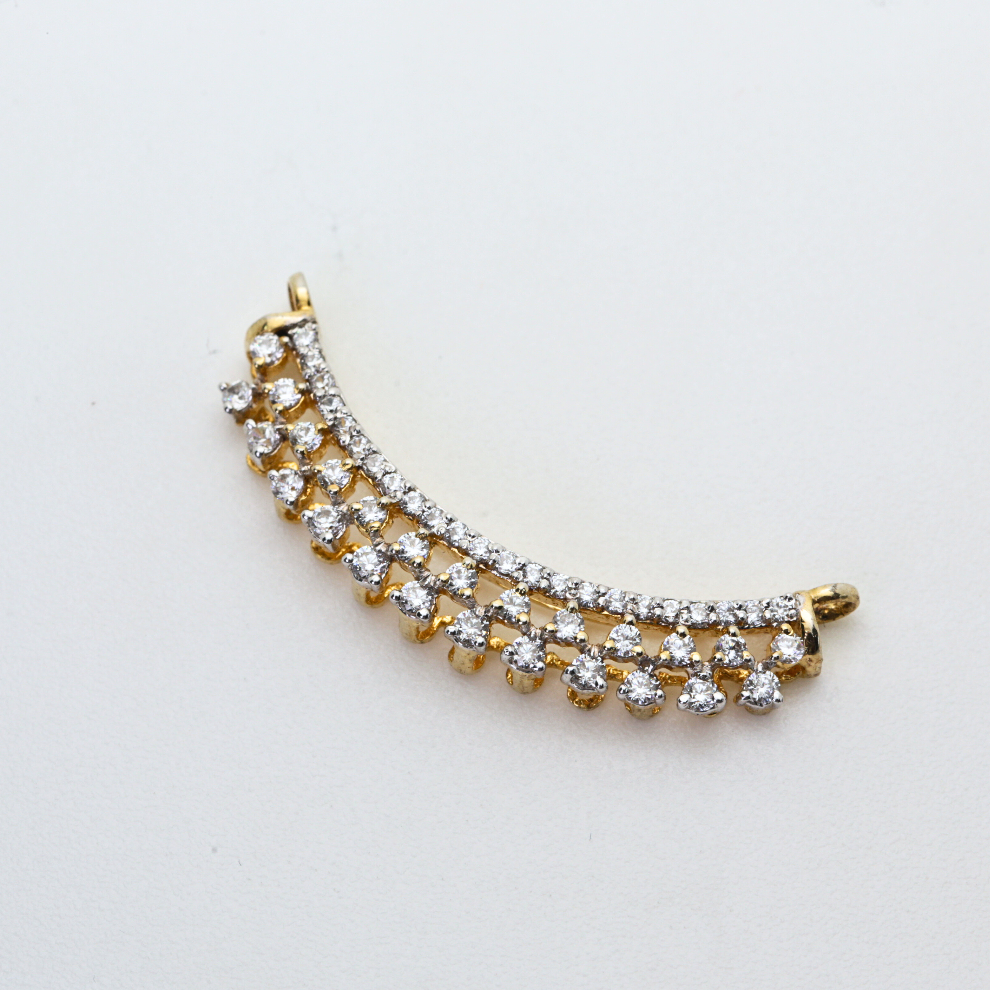 Diamond Curved Gold Mangalsutra Pendant for Women