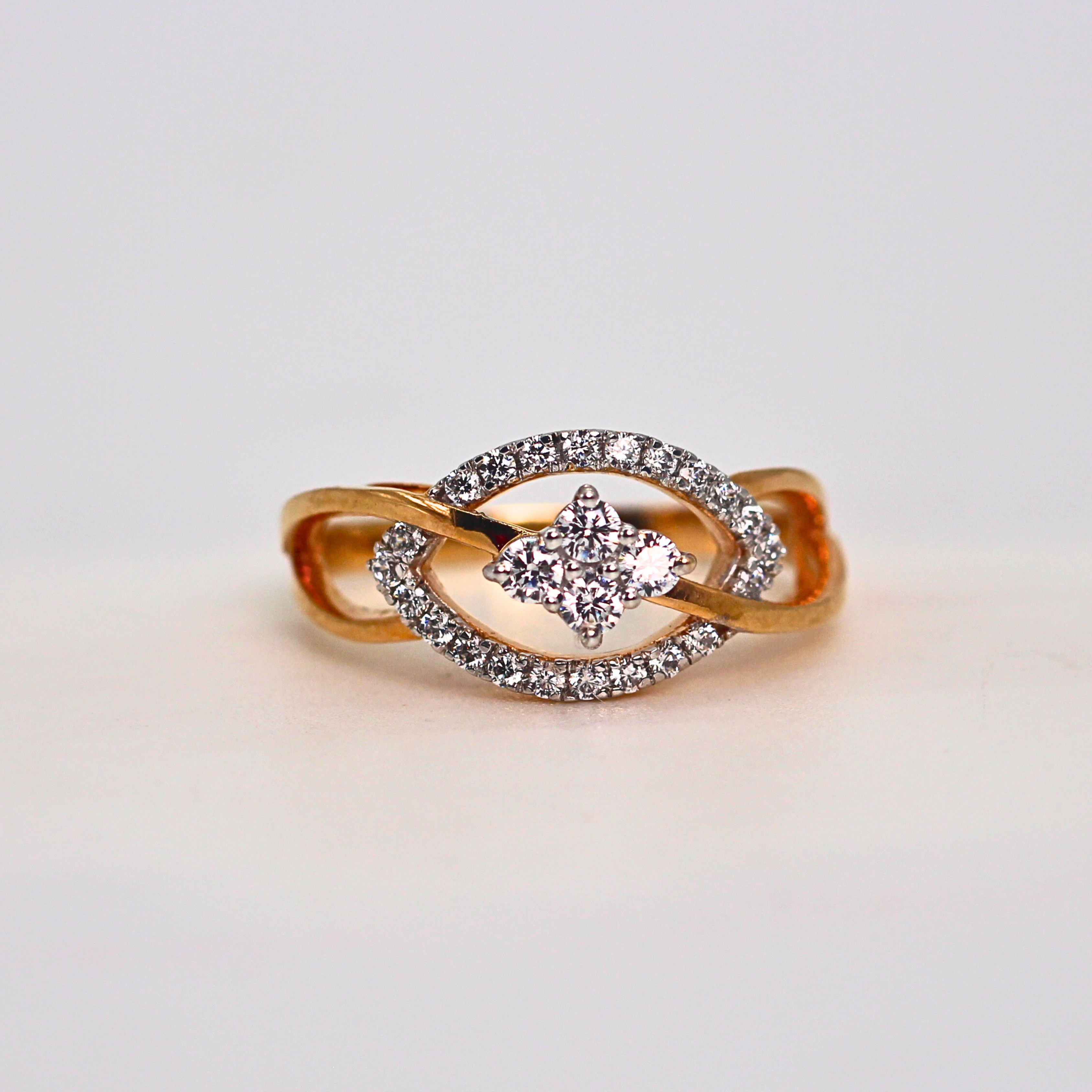 Diamond Oval Halo Open Band Ring