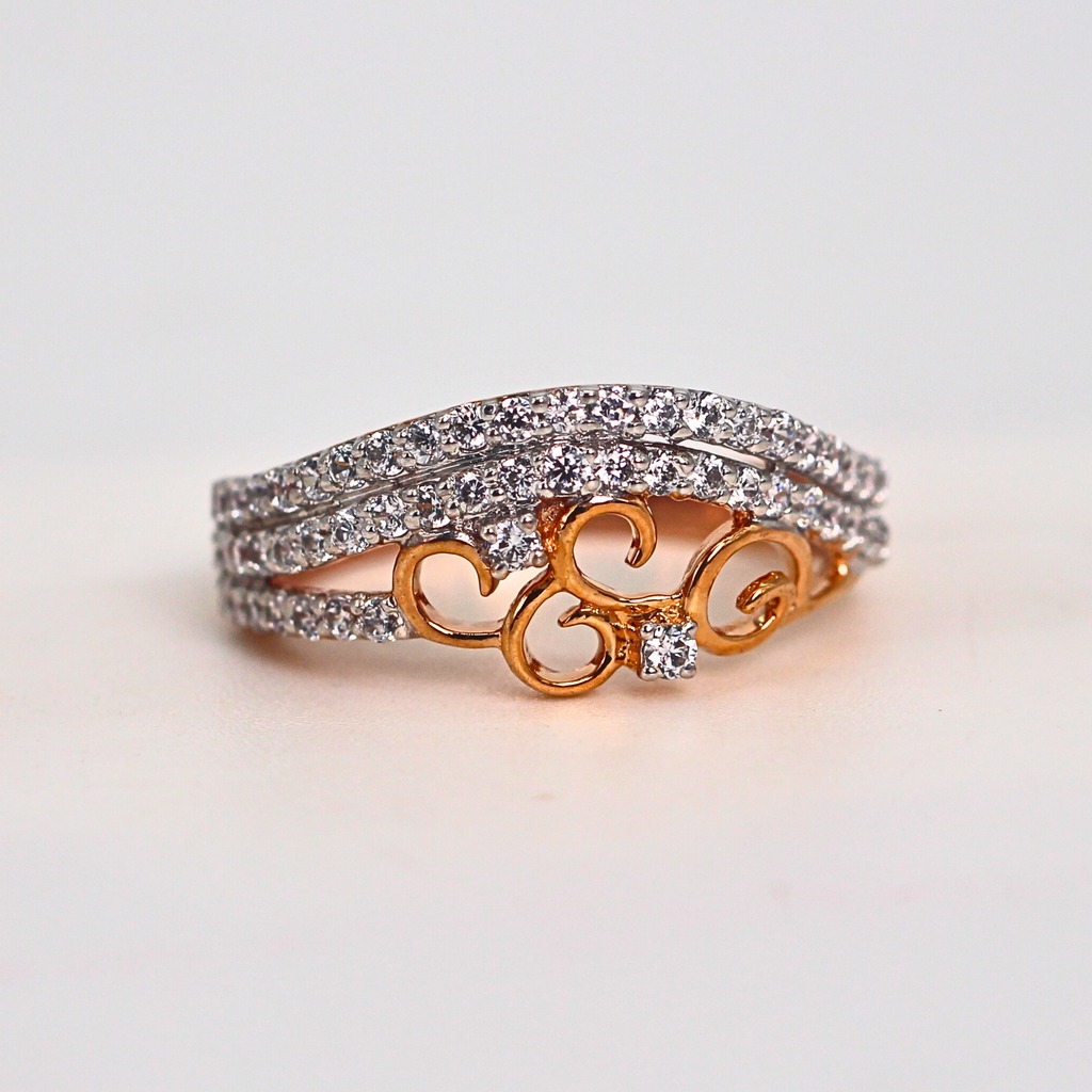 Diamond Scroll Multi Row Band Ring