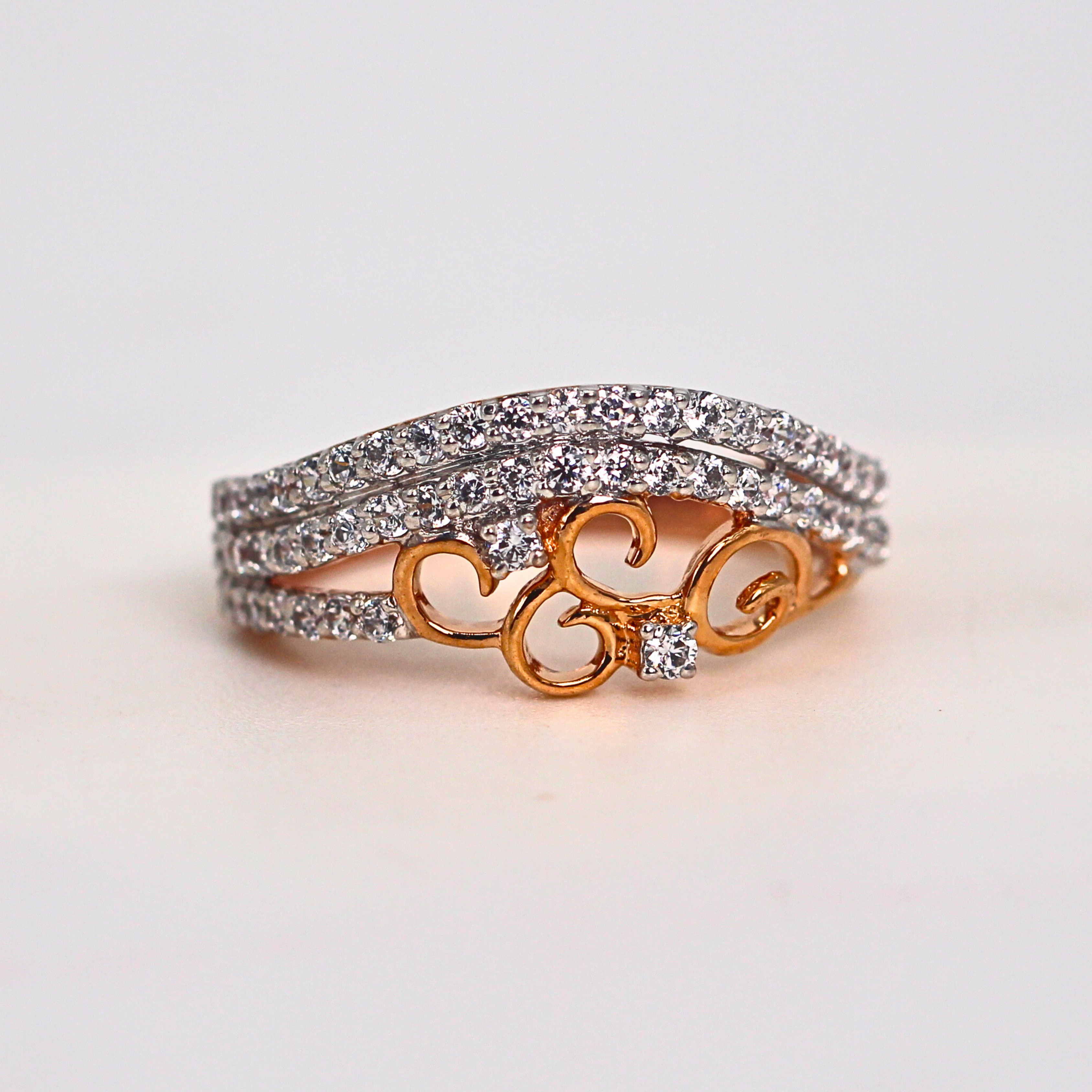 Diamond Scroll Multi Row Band Ring