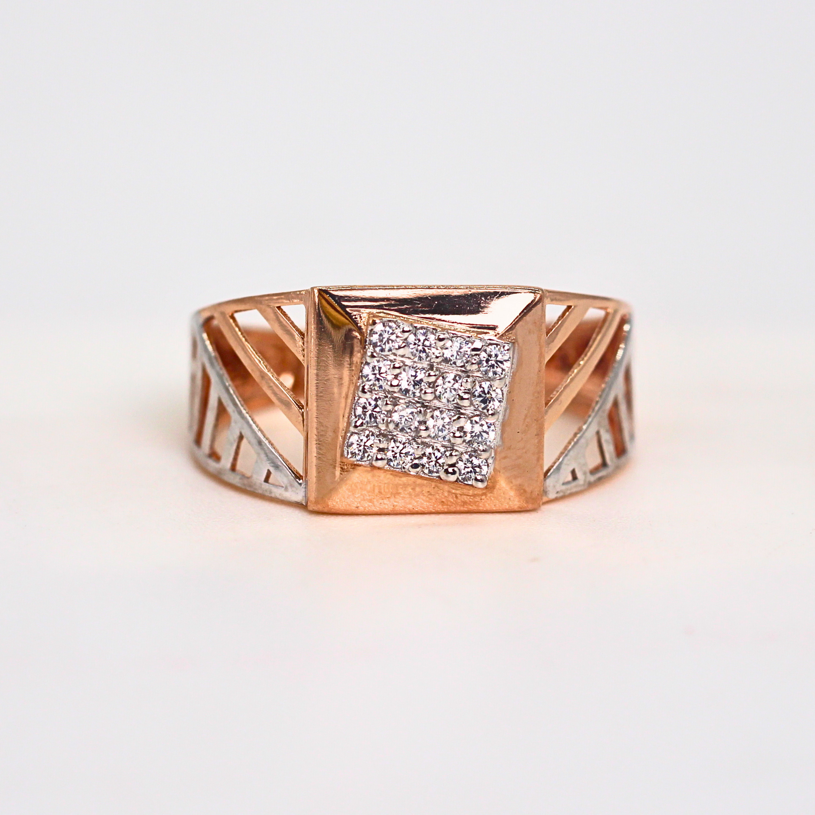 Diamond Square Grid Wide Band Ring