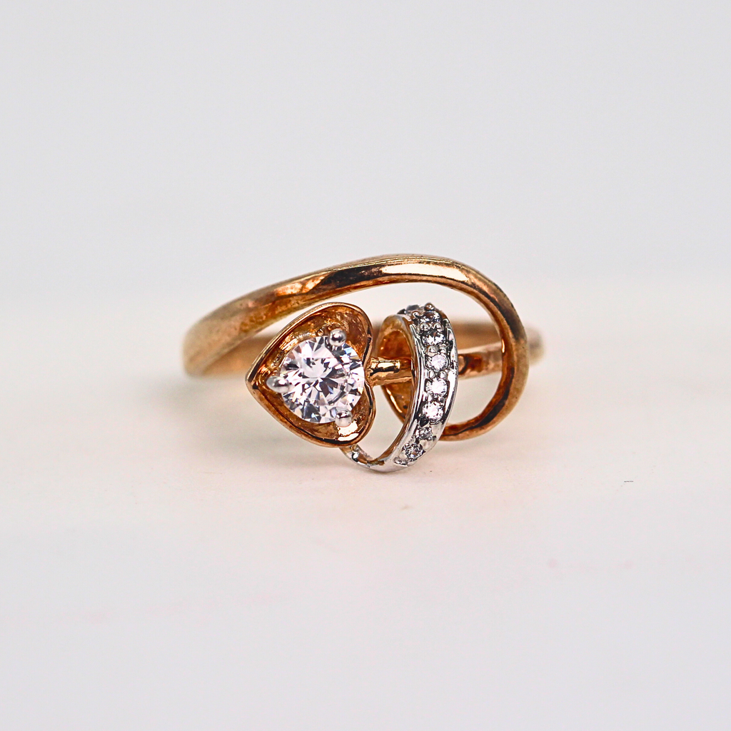 Diamond Heart Motif Open Wrap Ring