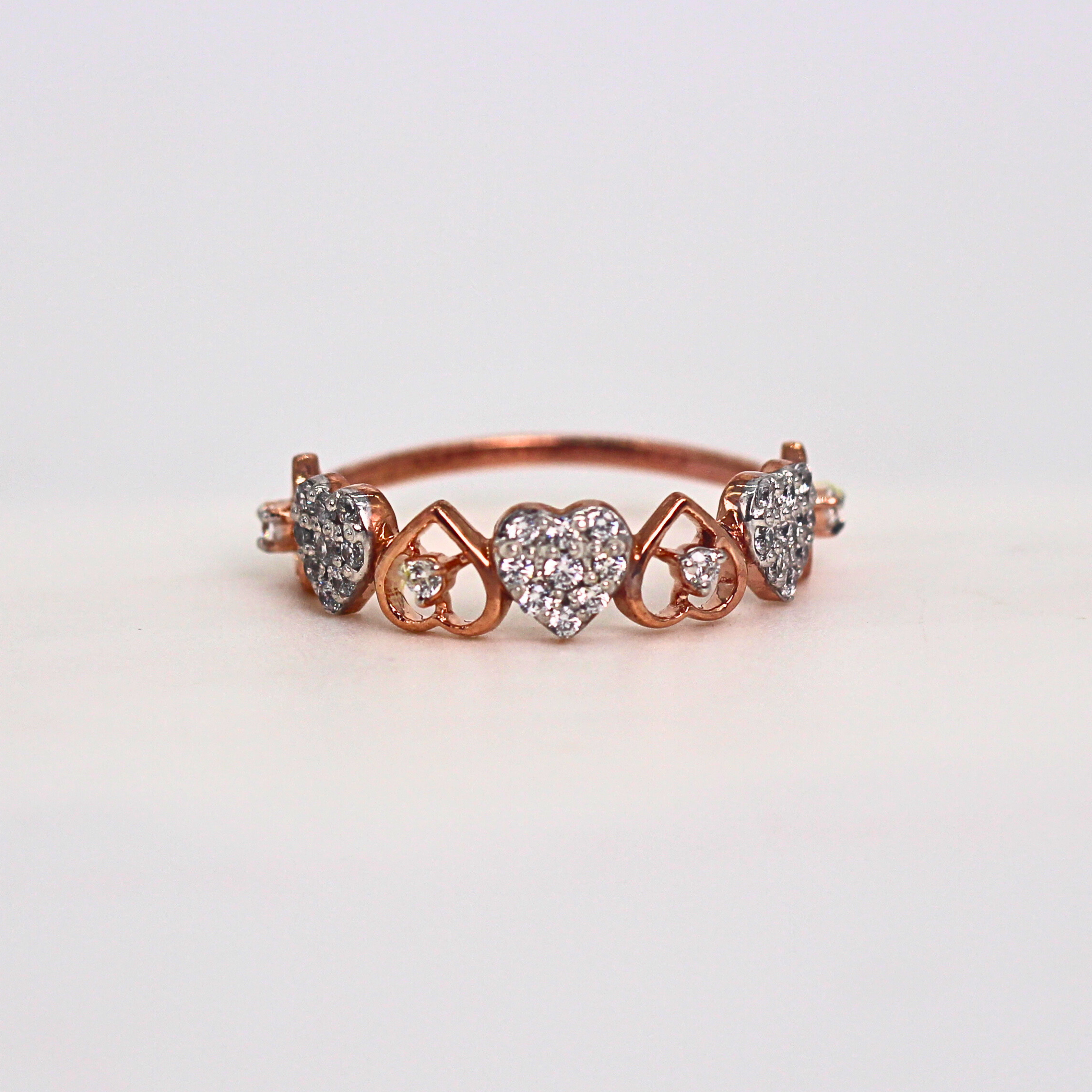 Diamond Heart Motif Open Band Ring