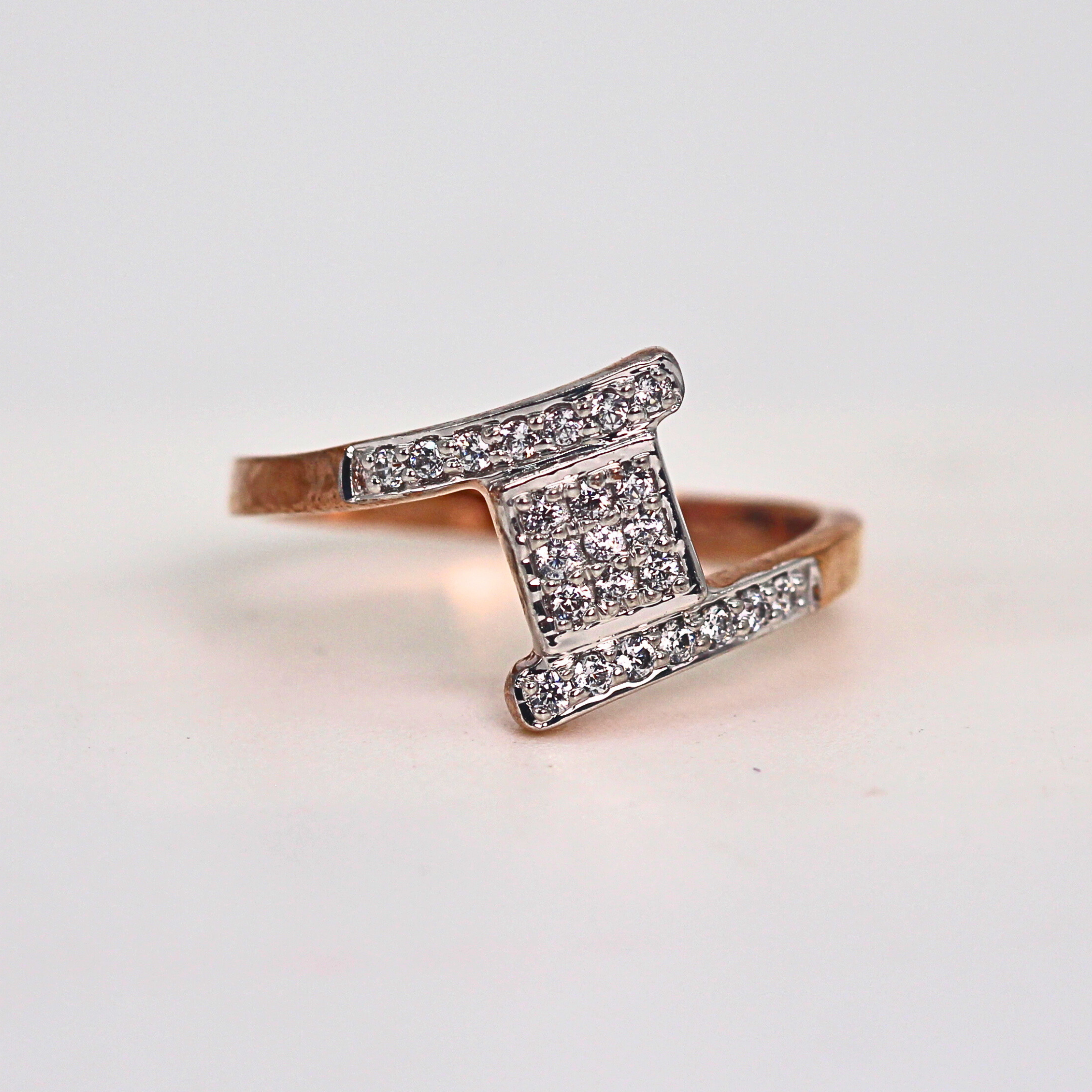 Diamond Linear Open Band Ring