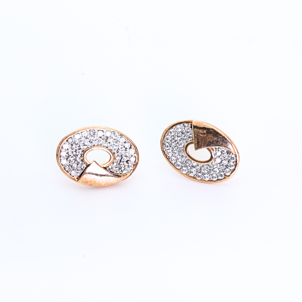 Oval Spiral Shape Gold Stud Earrings