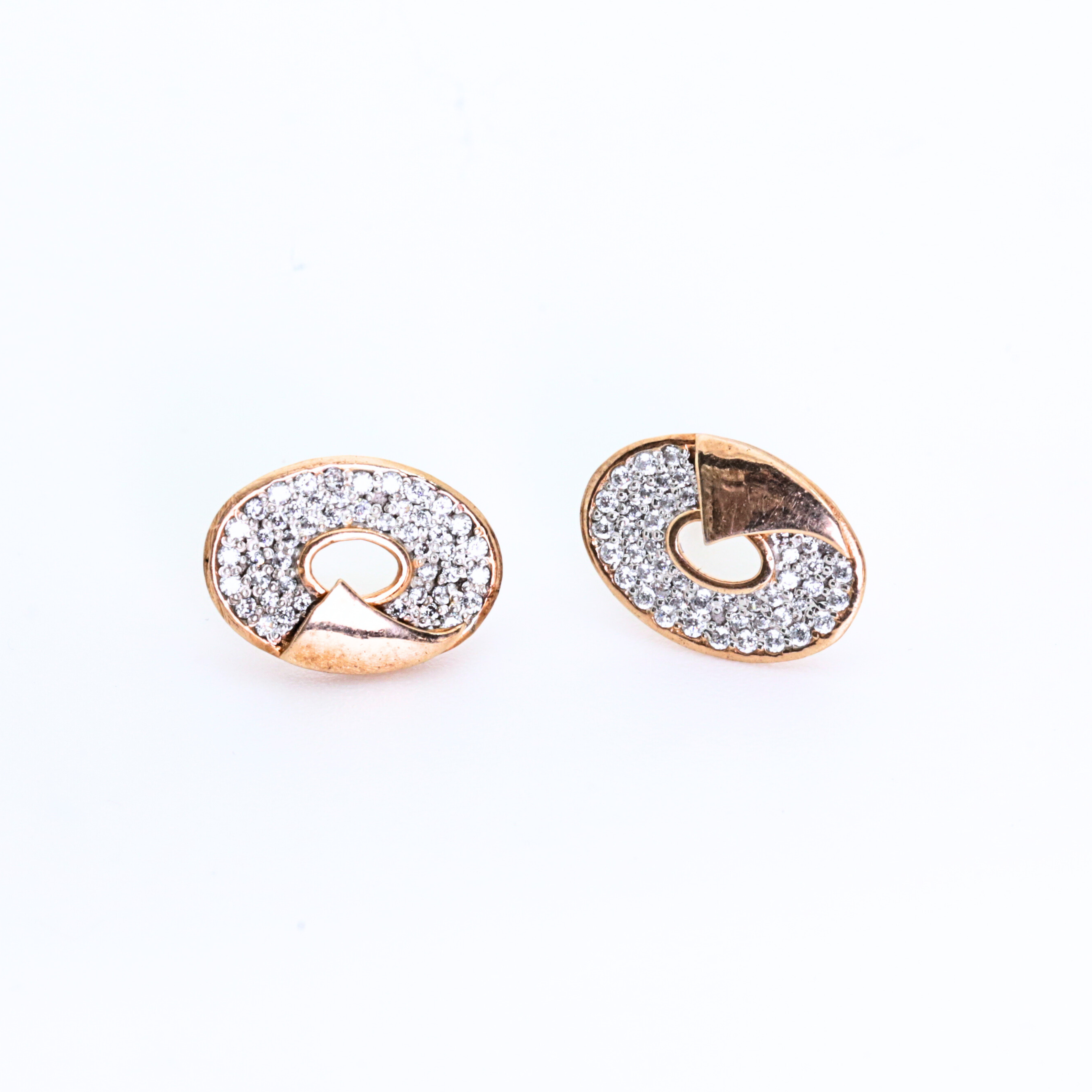 Oval Spiral Shape Gold Stud Earrings