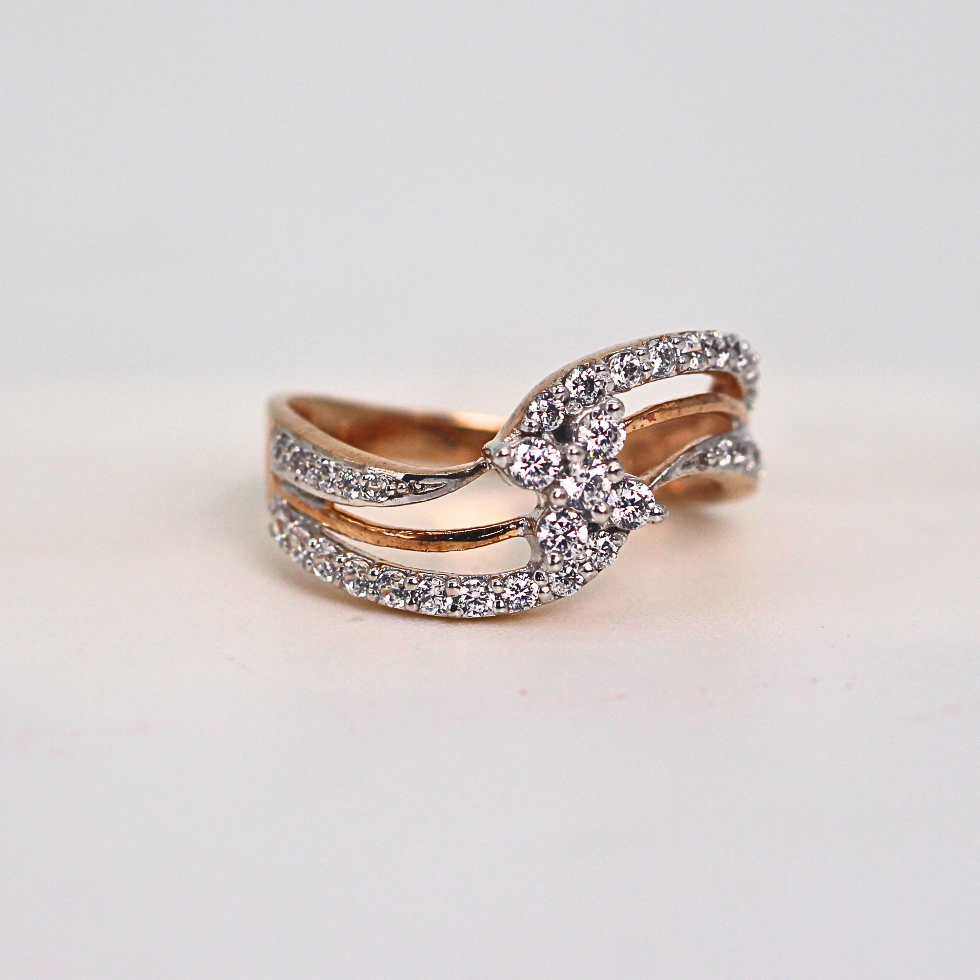 Diamond Multi Row Flow Band Ring