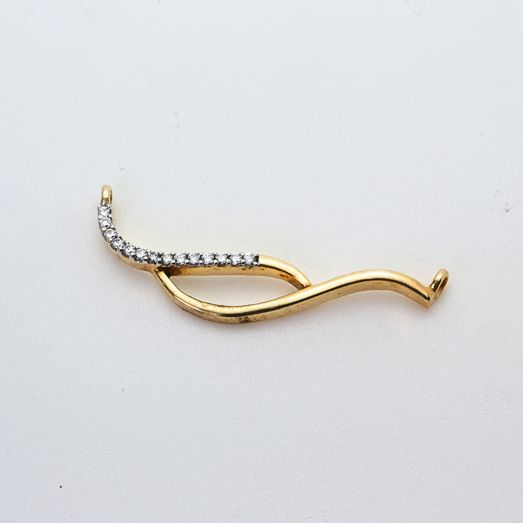 Curved Wave Shape Gold Pendant