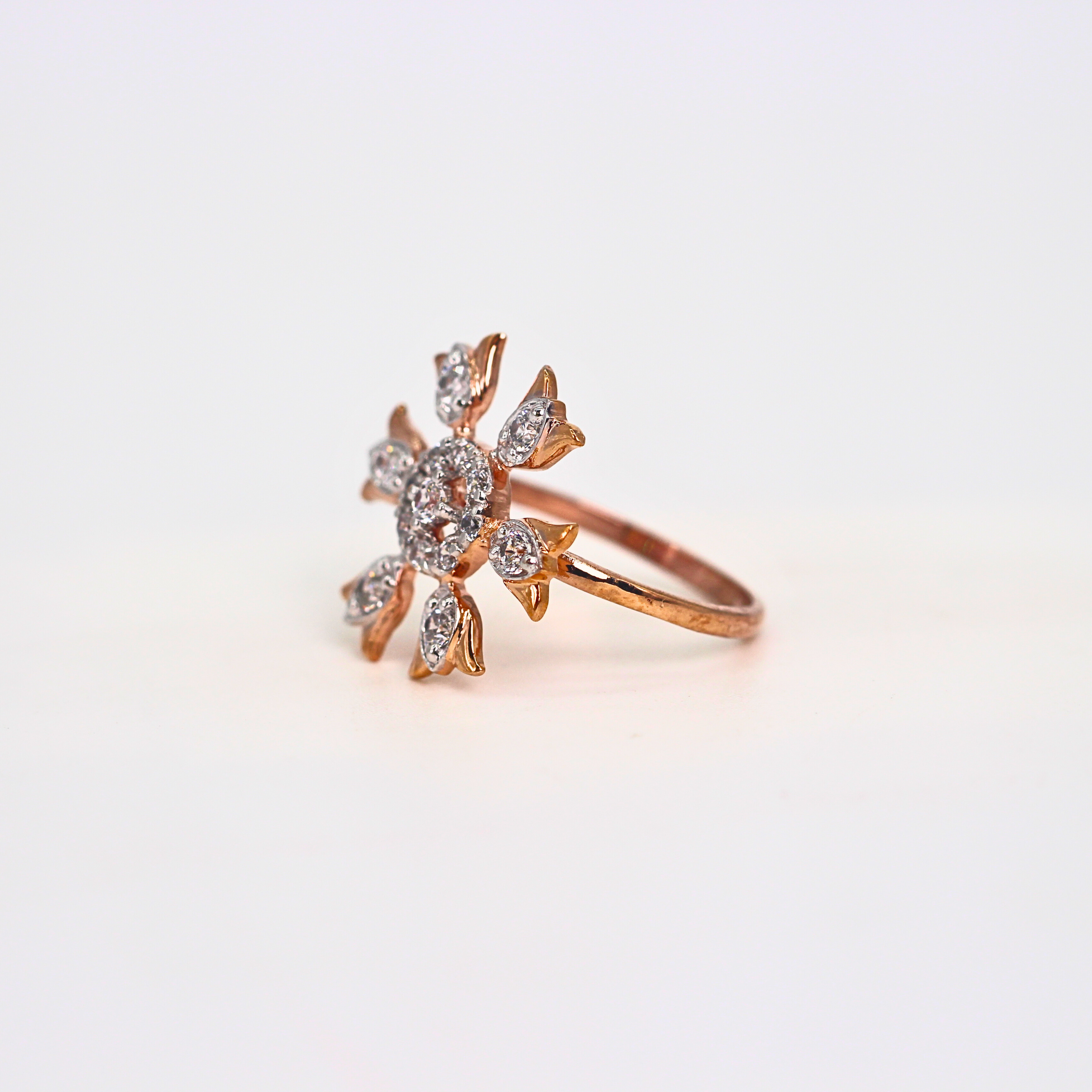 Diamond Floral Sunburst Cluster Ring