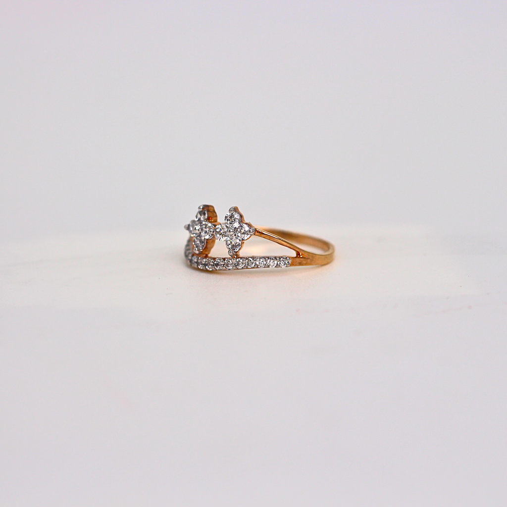 Diamond Floral Cluster Open Band Ring