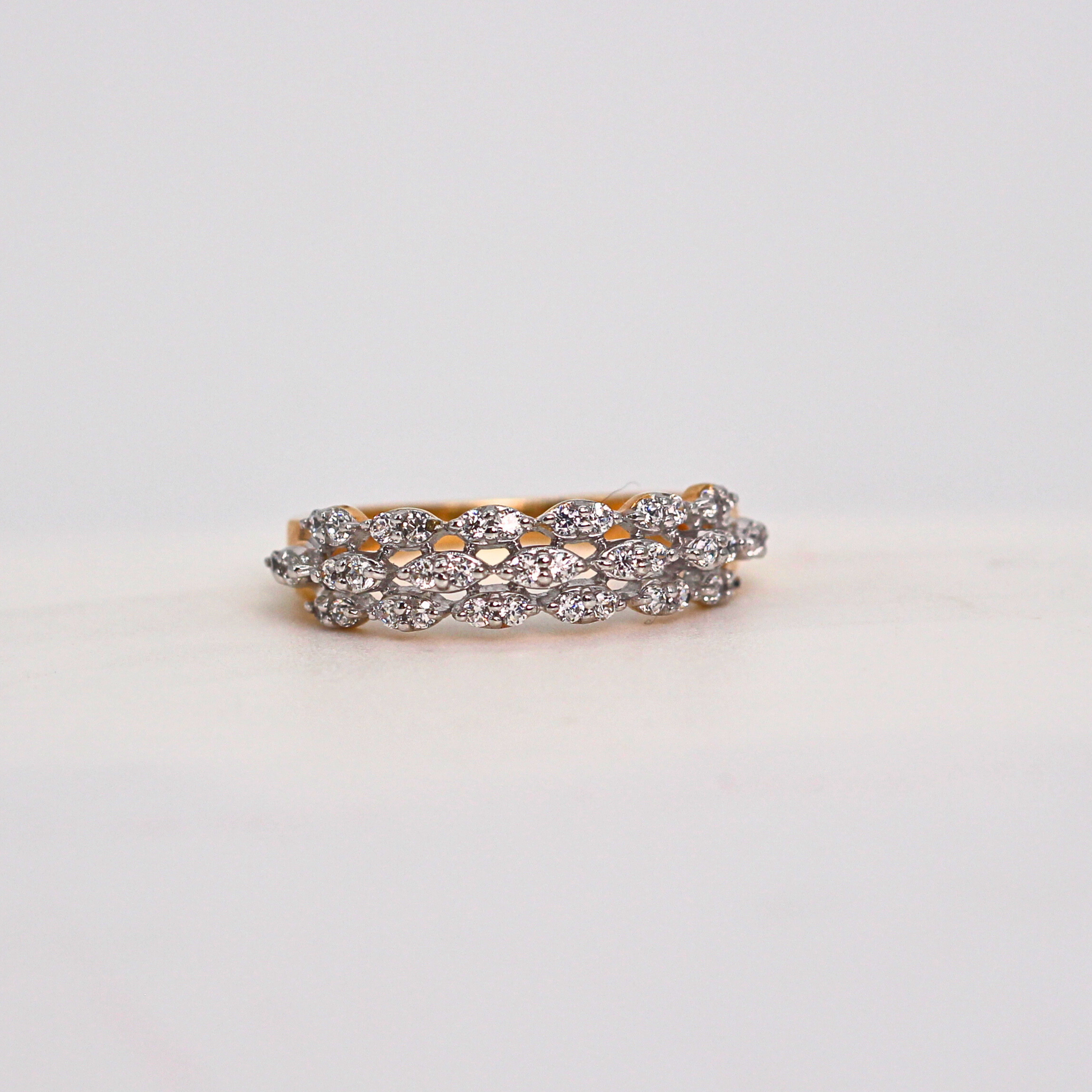 Diamond Lattice Multi Row Band Ring