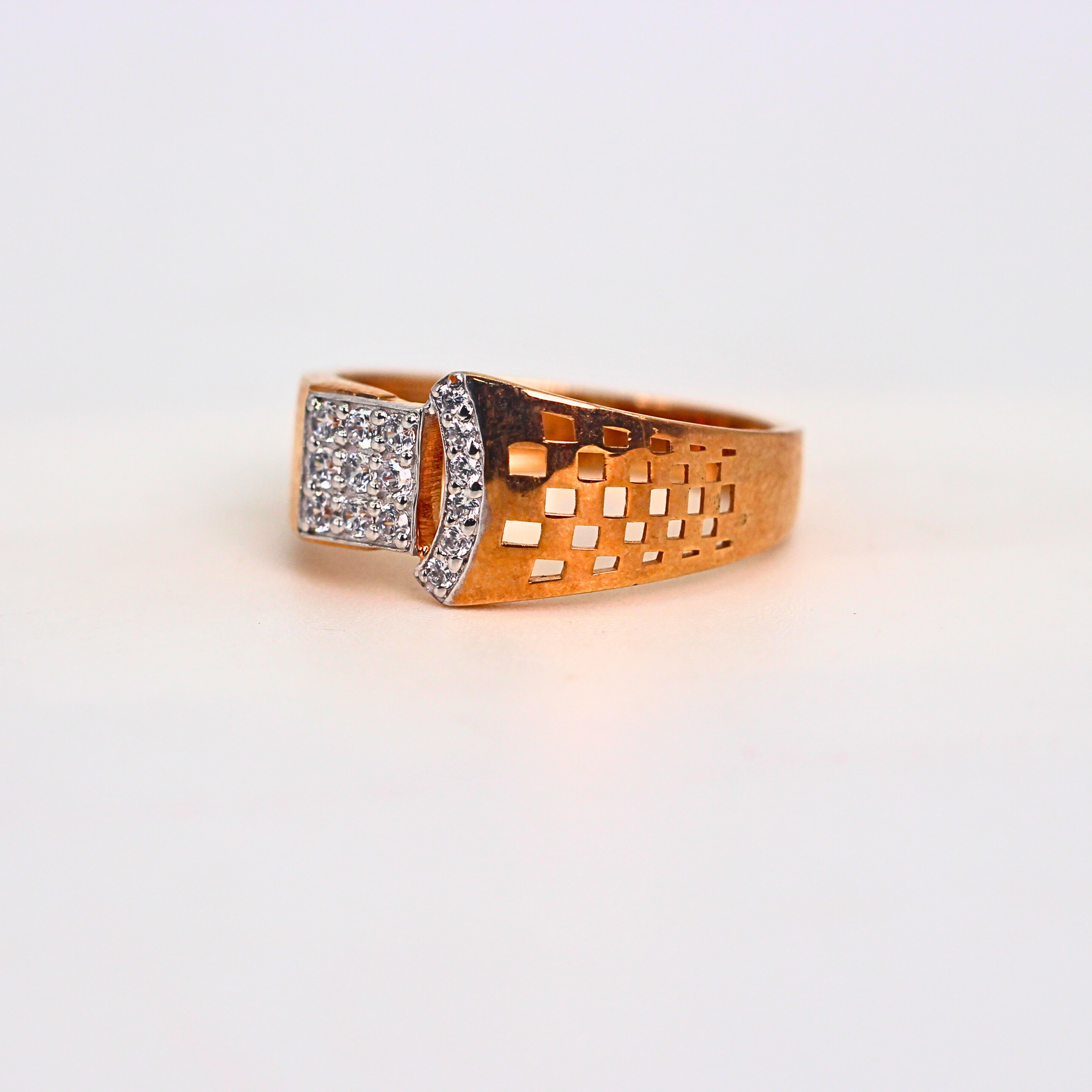 Diamond Panel Wide Band Ring
