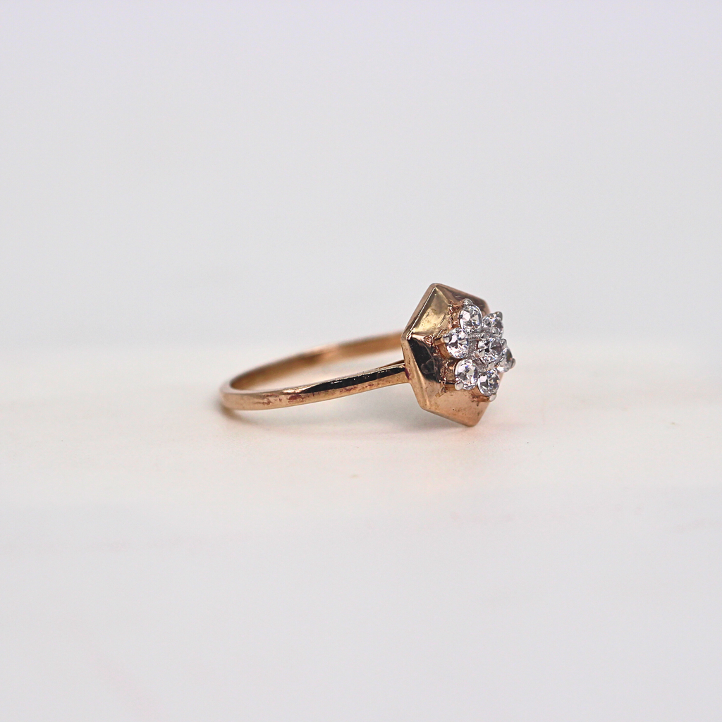 Diamond Hexagon Cluster Band Ring