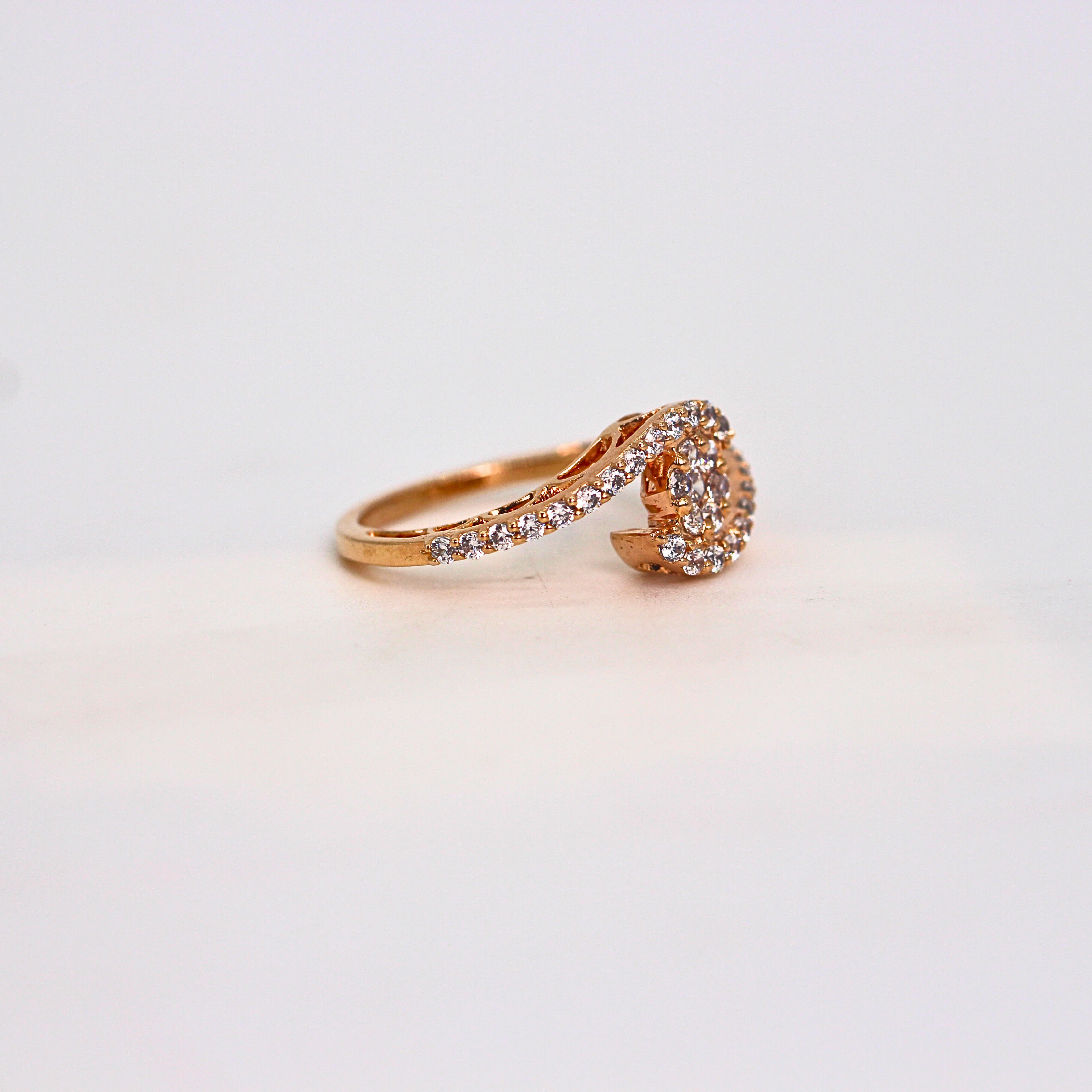 Diamond Crescent Open Band Ring