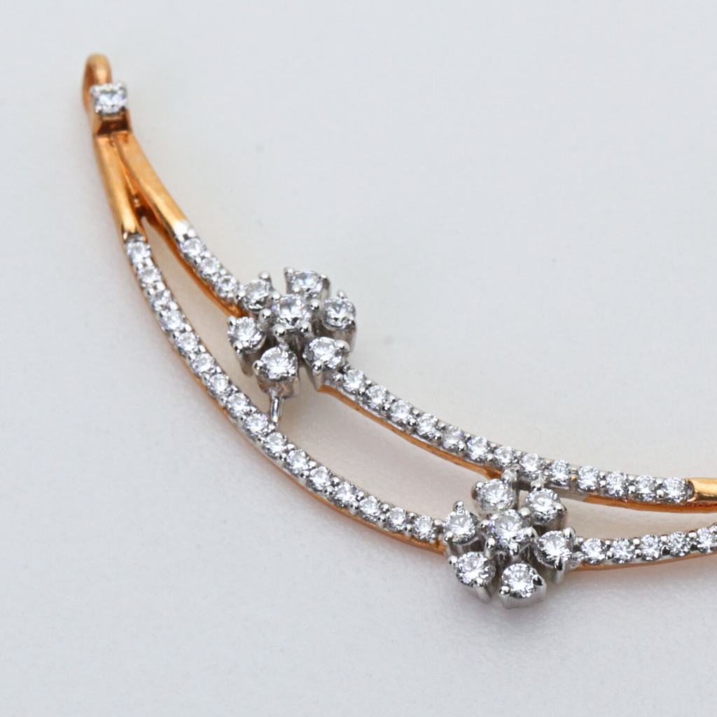 Diamond Twin Curve Floral Accent Mangalsutra Pendant