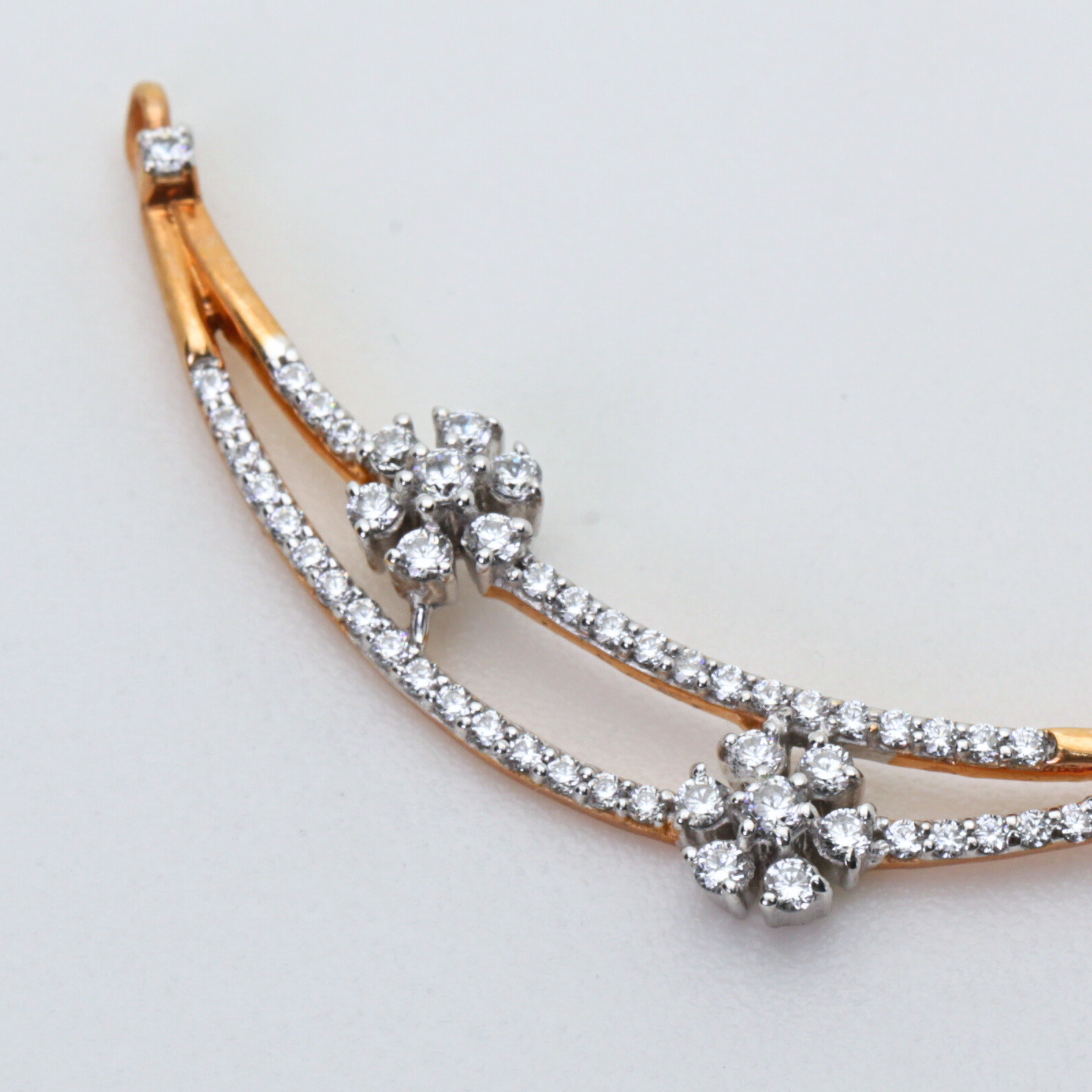 Diamond Twin Curve Floral Accent Mangalsutra Pendant