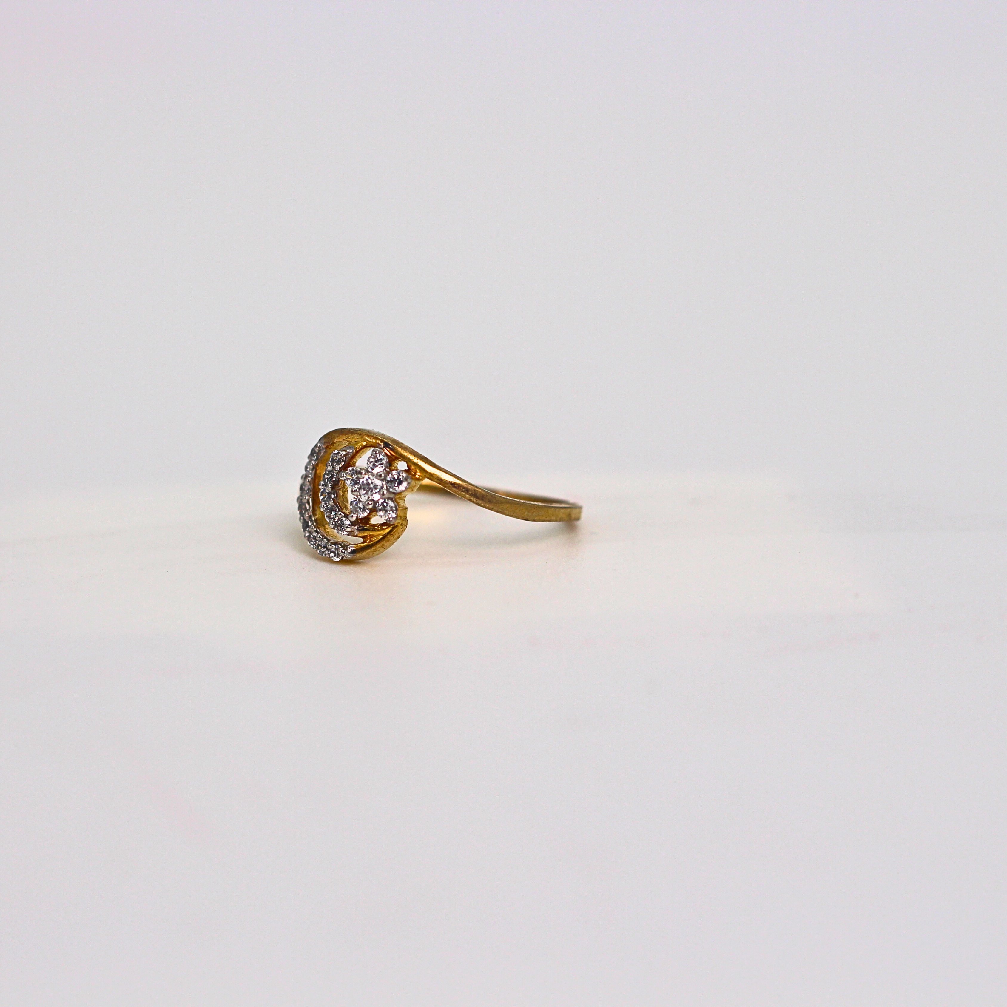 Diamond Crescent Star Band Ring