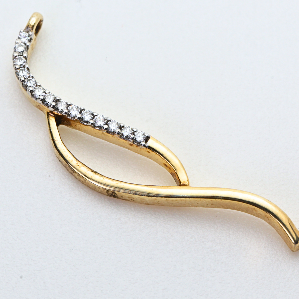 Curved Wave Shape Gold Pendant