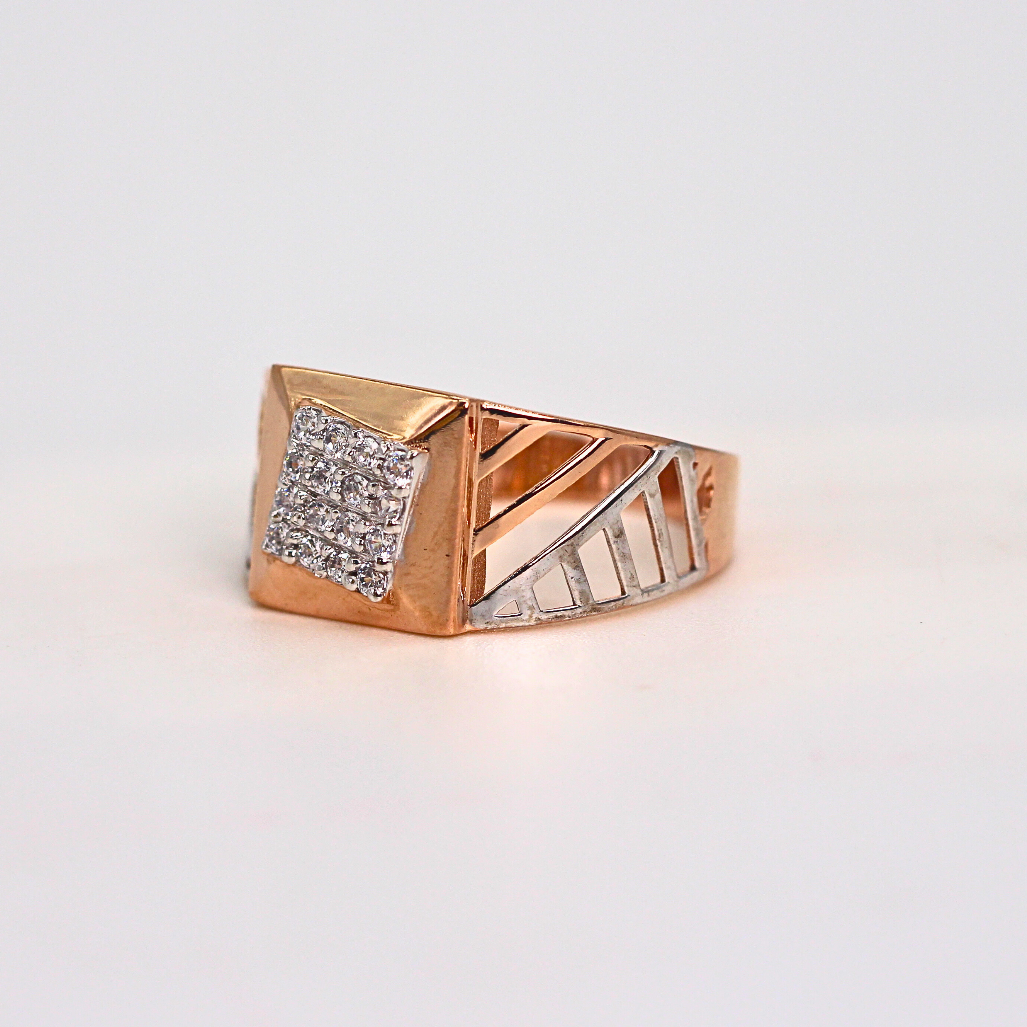 Diamond Square Grid Wide Band Ring