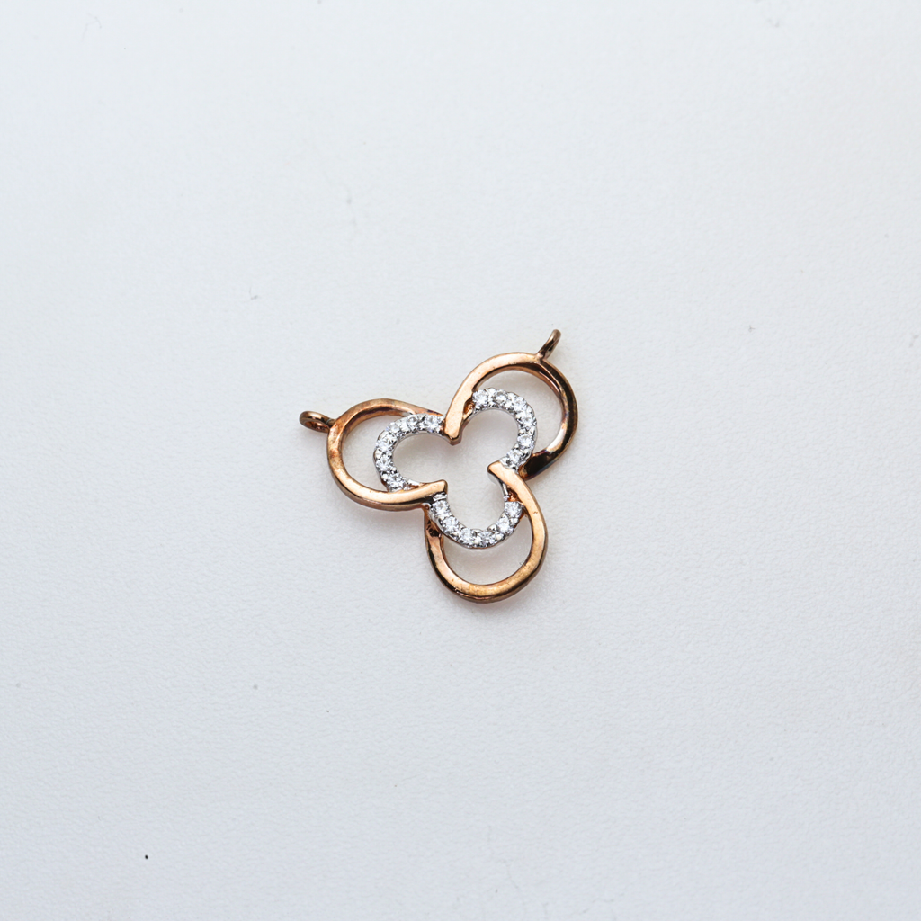 Diamond Gold Pendant Interlinked Curve Shape
