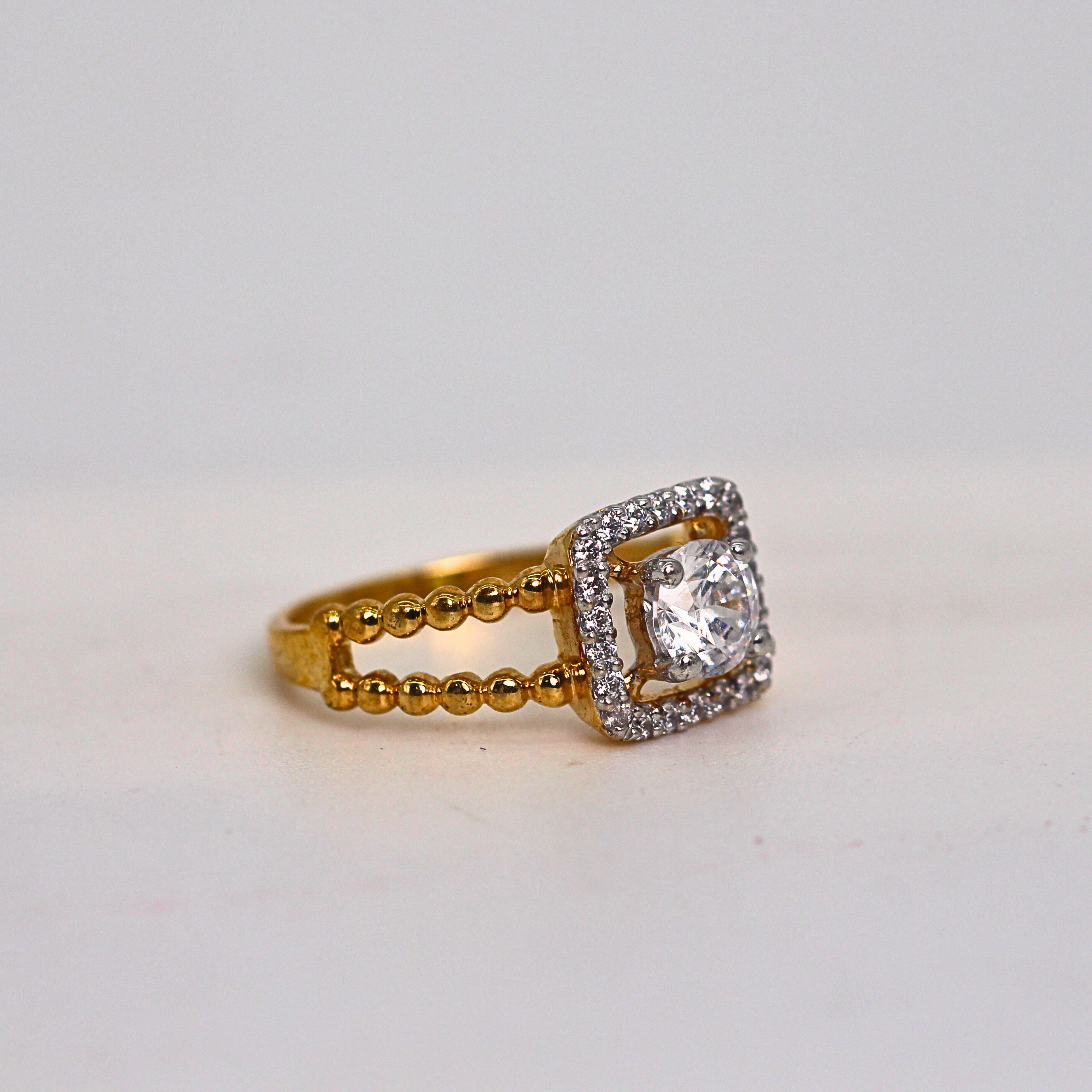 Diamond Halo Centre Beaded Band Ring