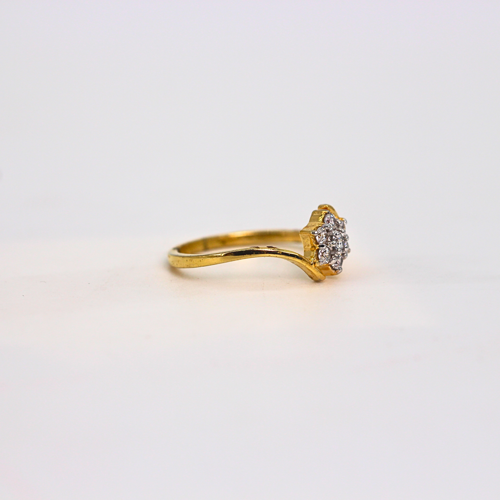 Diamond Floral Cluster Open Band Ring