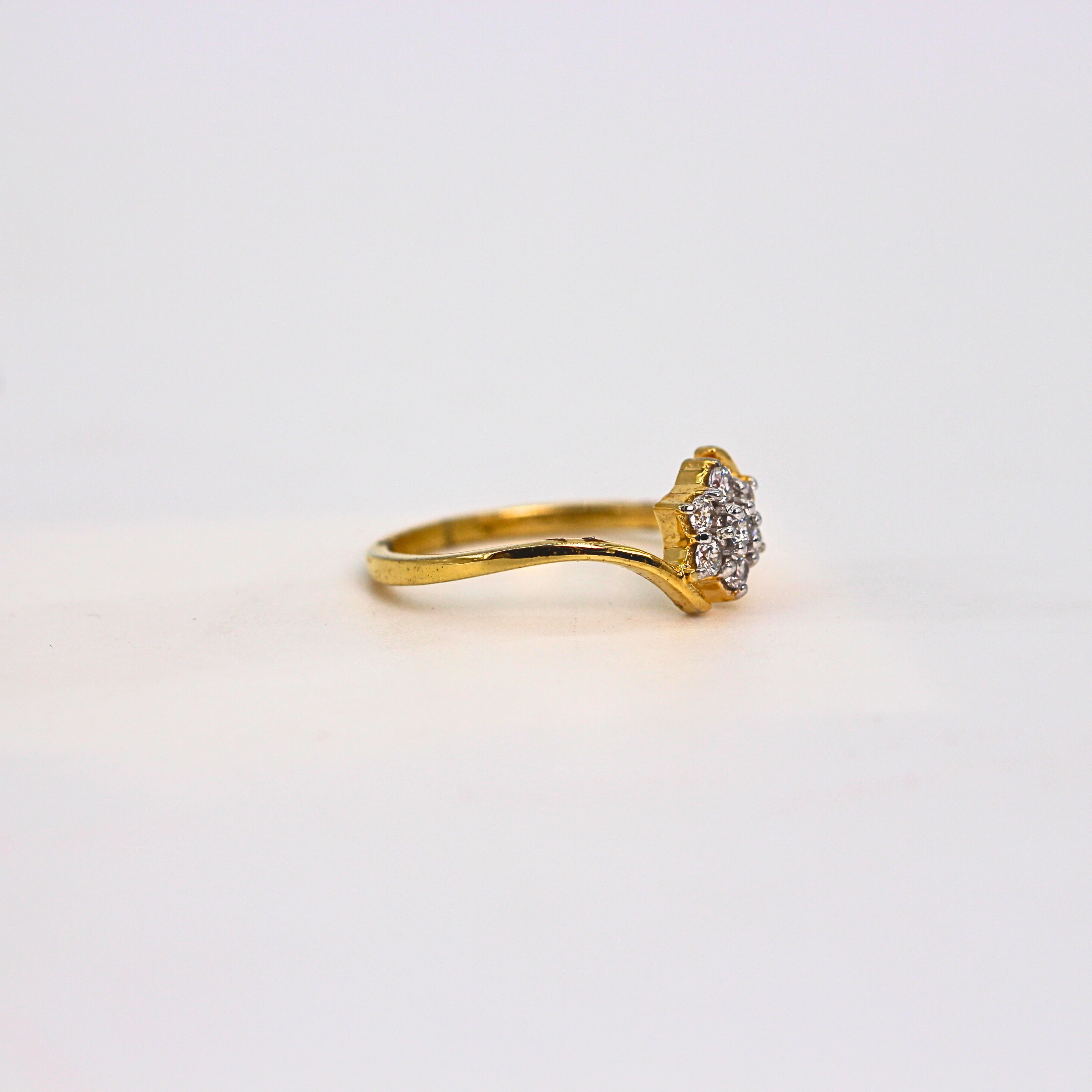 Diamond Floral Cluster Open Band Ring