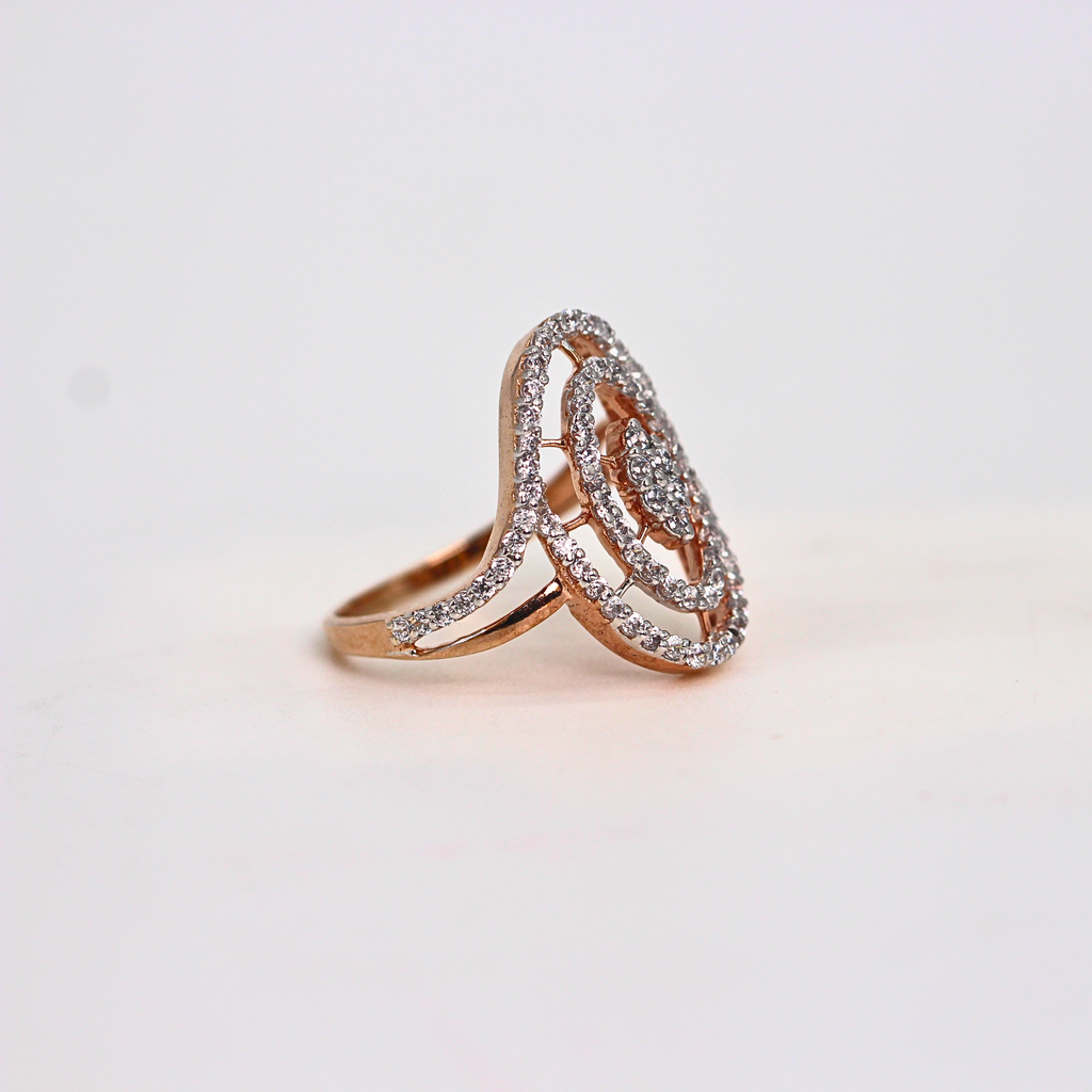 Diamond Oval Layered Open Band Ring