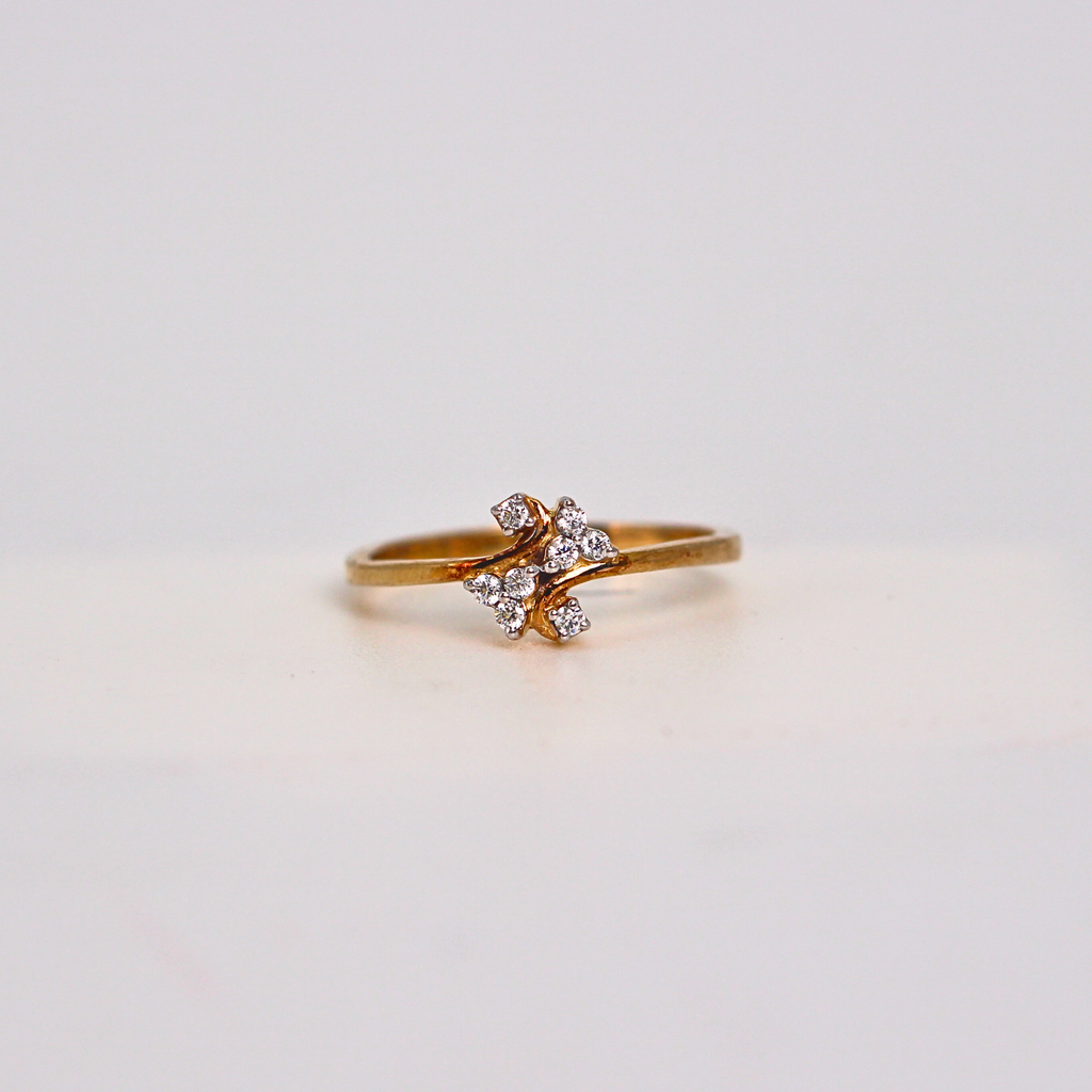 Diamond Floral Twist Band Ring