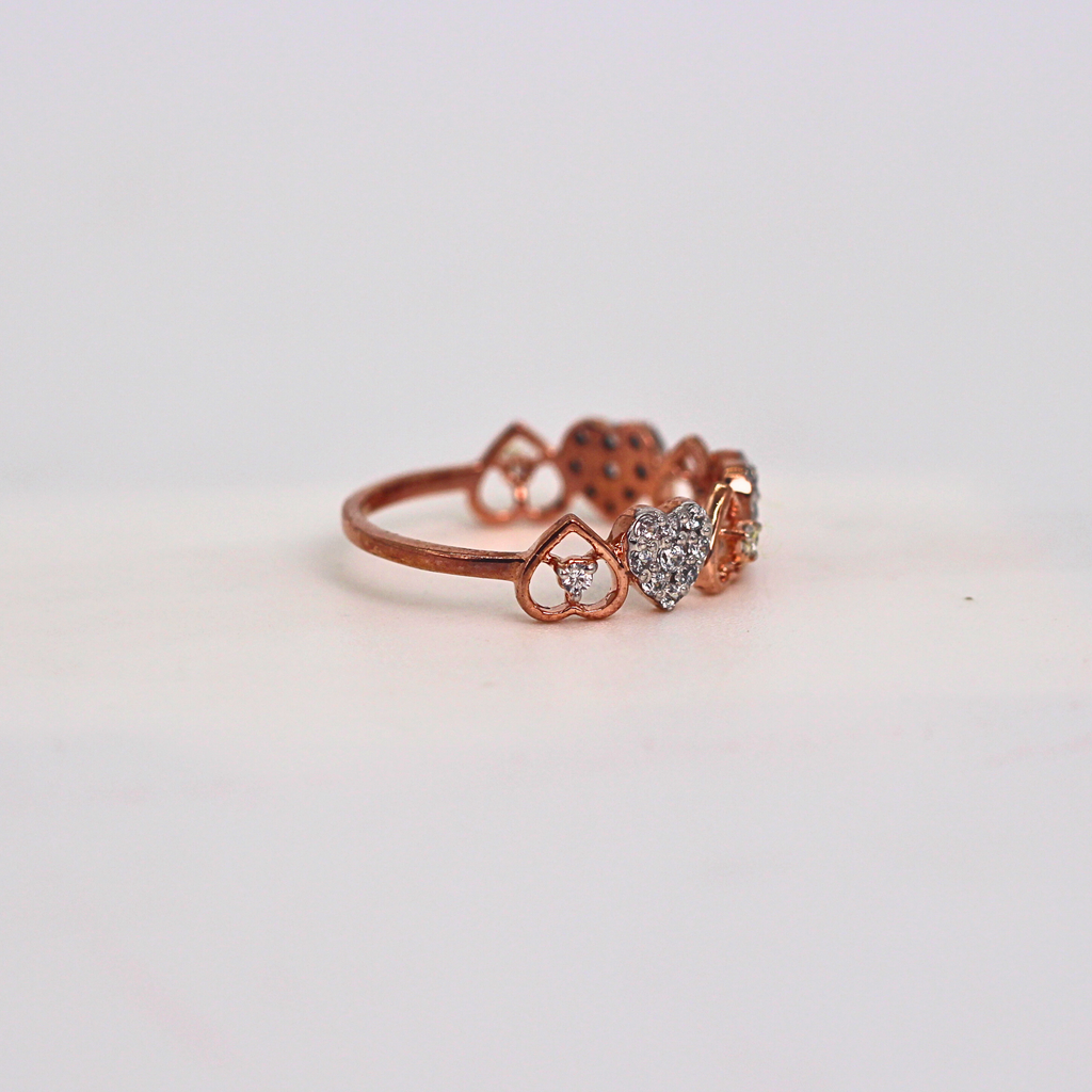 Diamond Heart Motif Open Band Ring