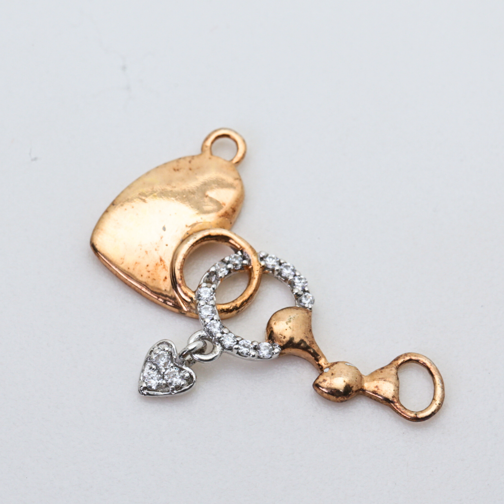 Heart Charm Gold Stone Pendant For Her