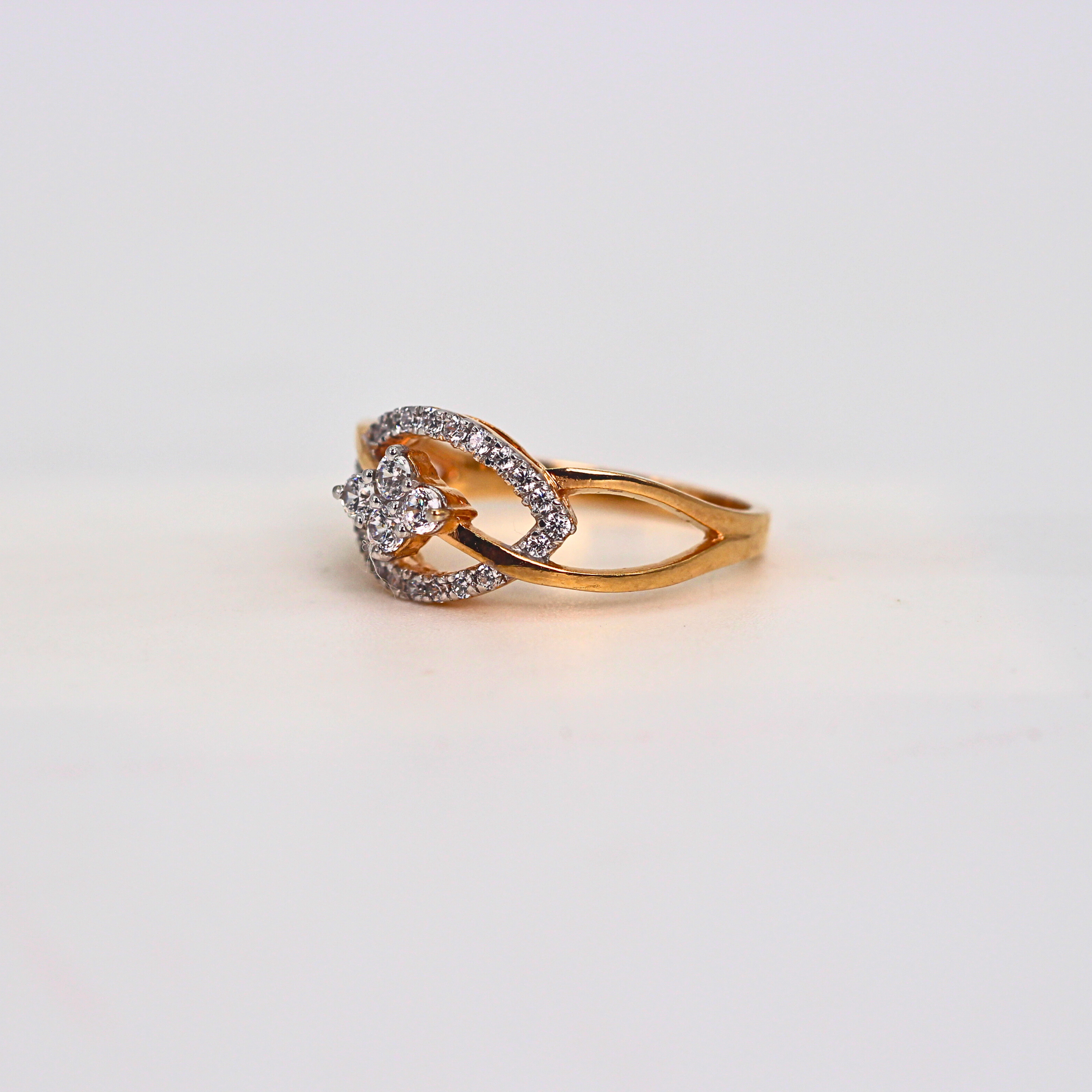 Diamond Oval Halo Open Band Ring