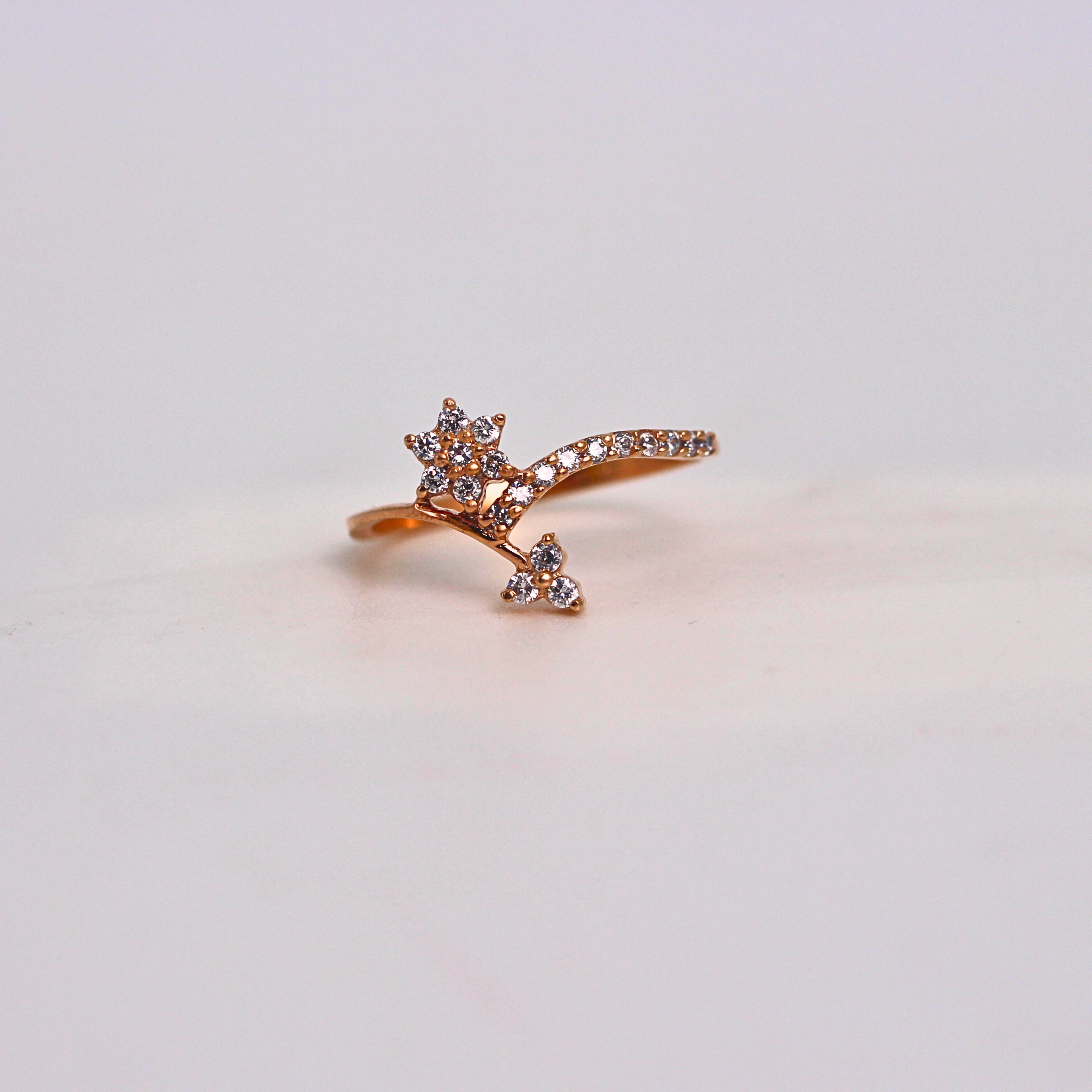 Diamond Star Curve Open Band Ring