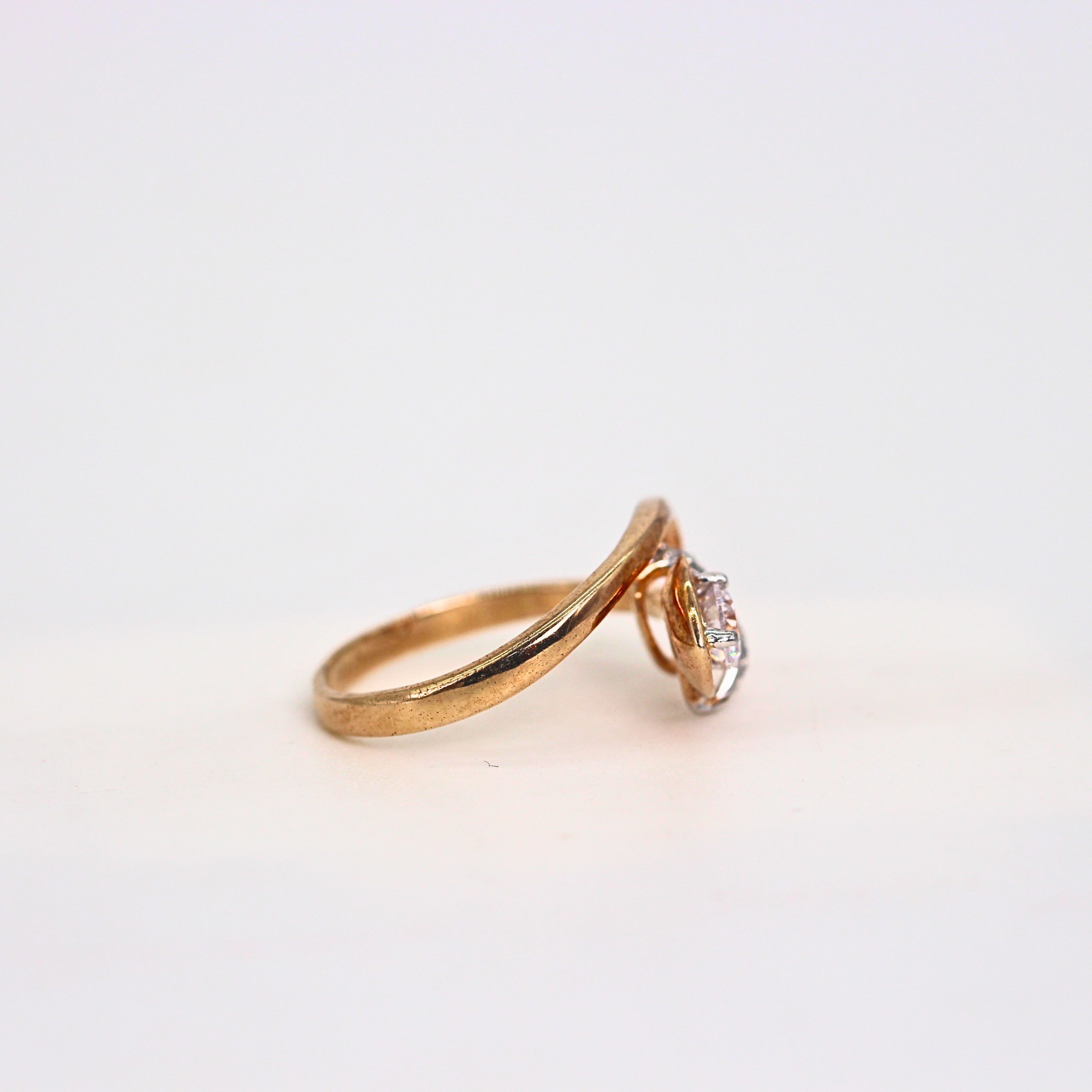 Diamond Heart Motif Open Wrap Ring