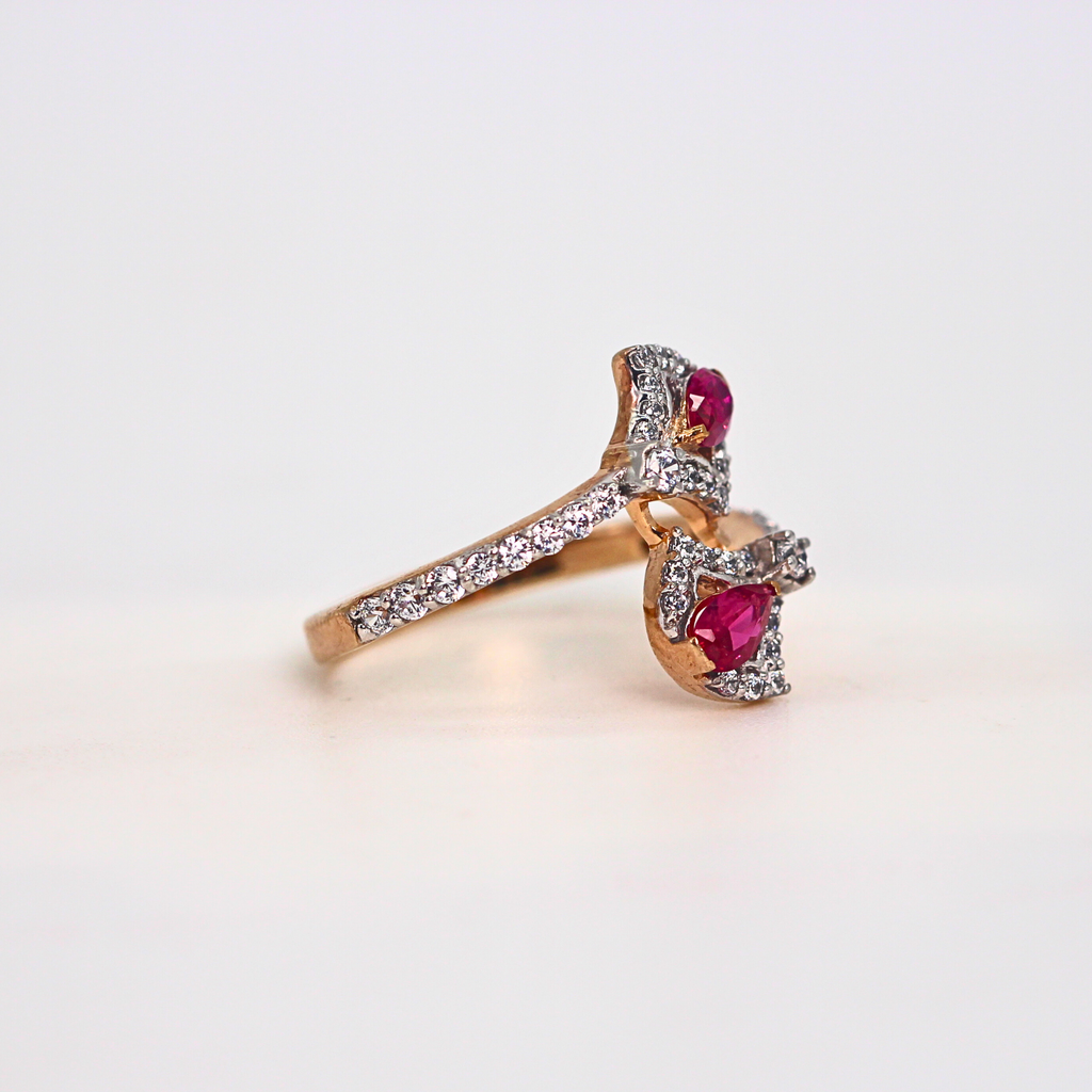 Ruby Diamond Open Style Band Ring