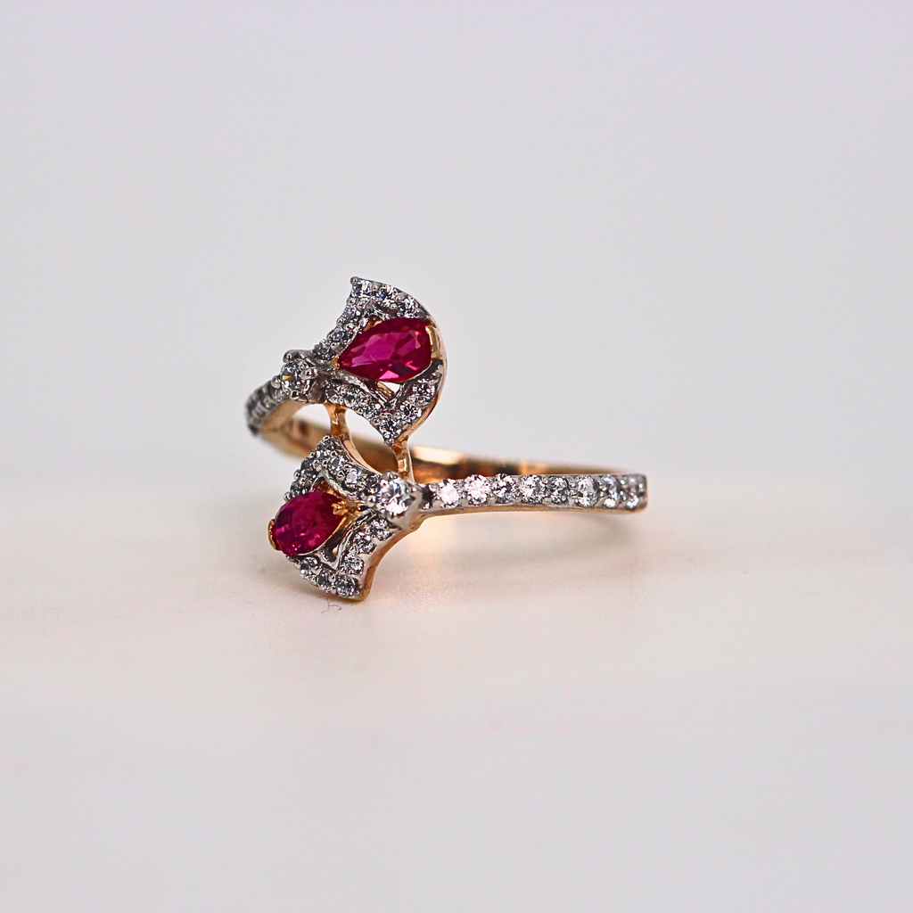 Ruby Diamond Open Style Band Ring