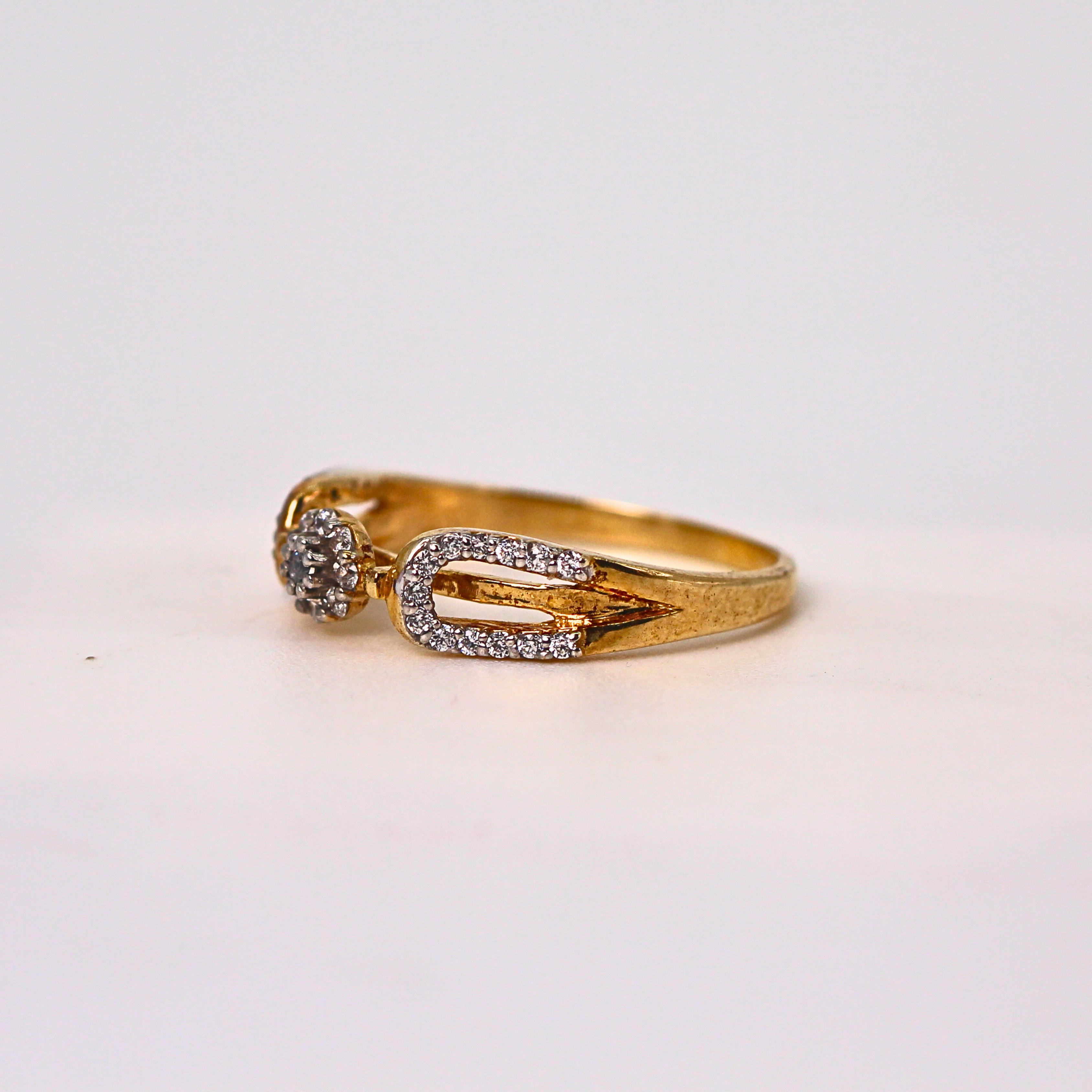 Diamond Cluster Center Open Band Ring