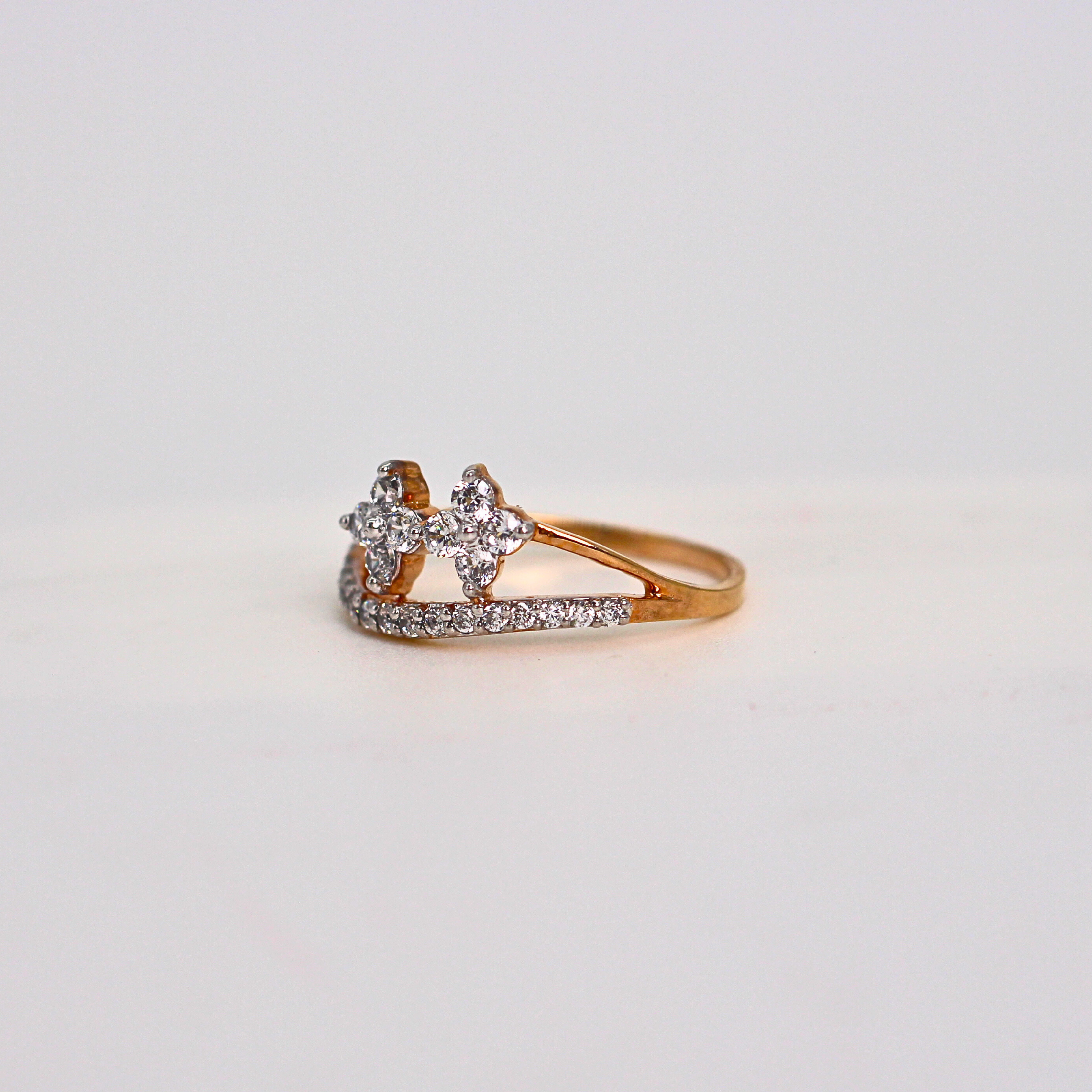 Diamond Floral Cluster Open Band Ring