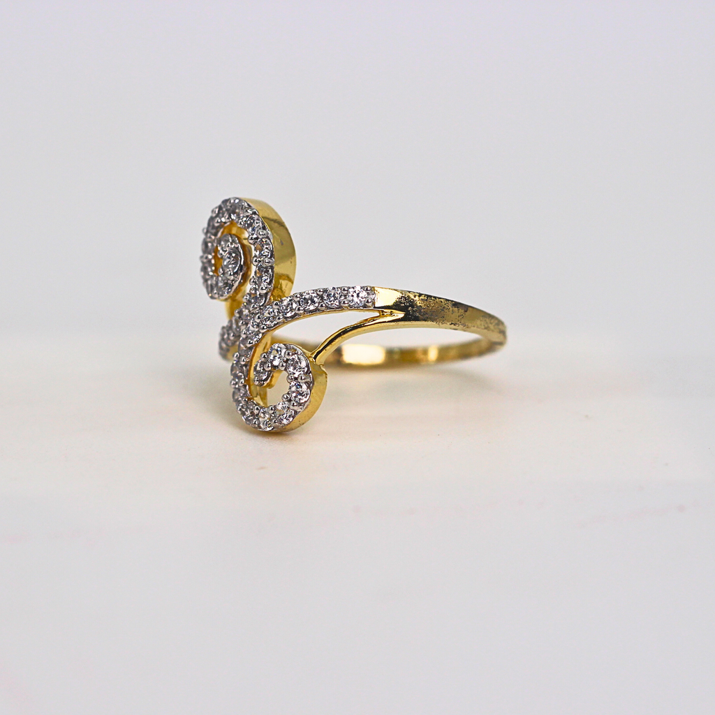 Diamond Swirl Motif Open Band Ring