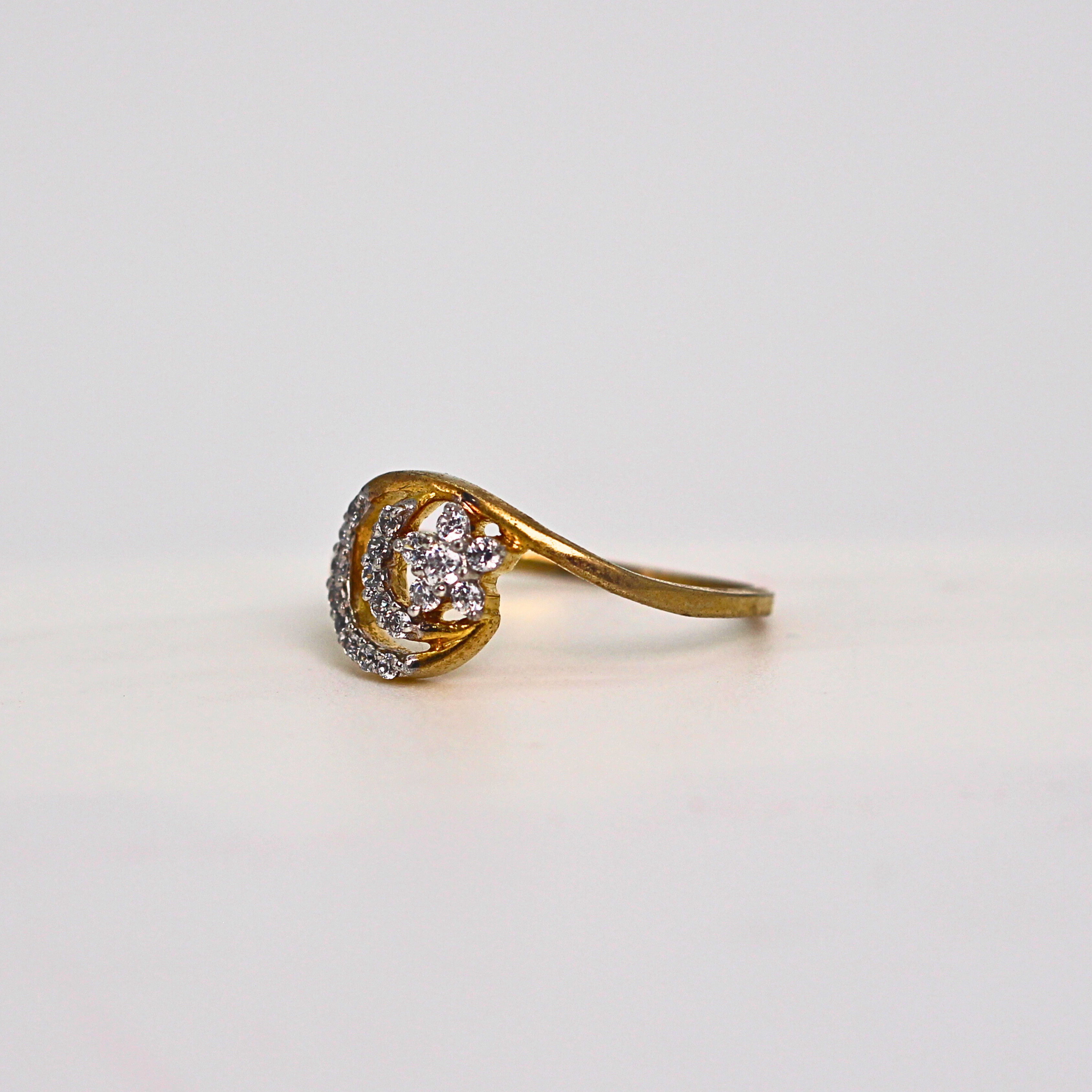 Diamond Crescent Star Band Ring