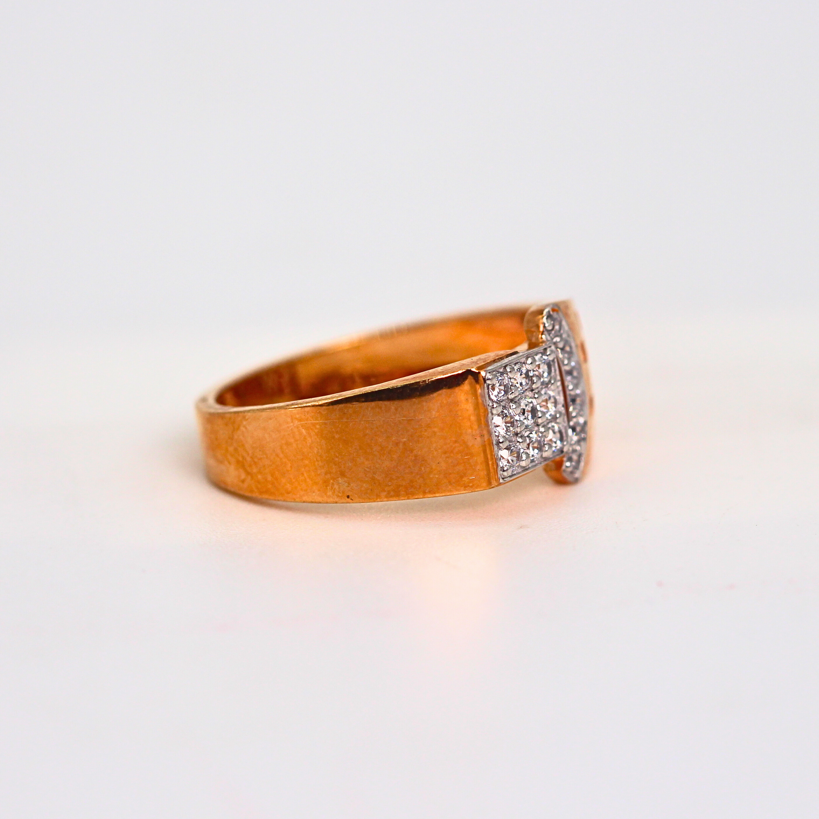 Diamond Panel Wide Band Ring