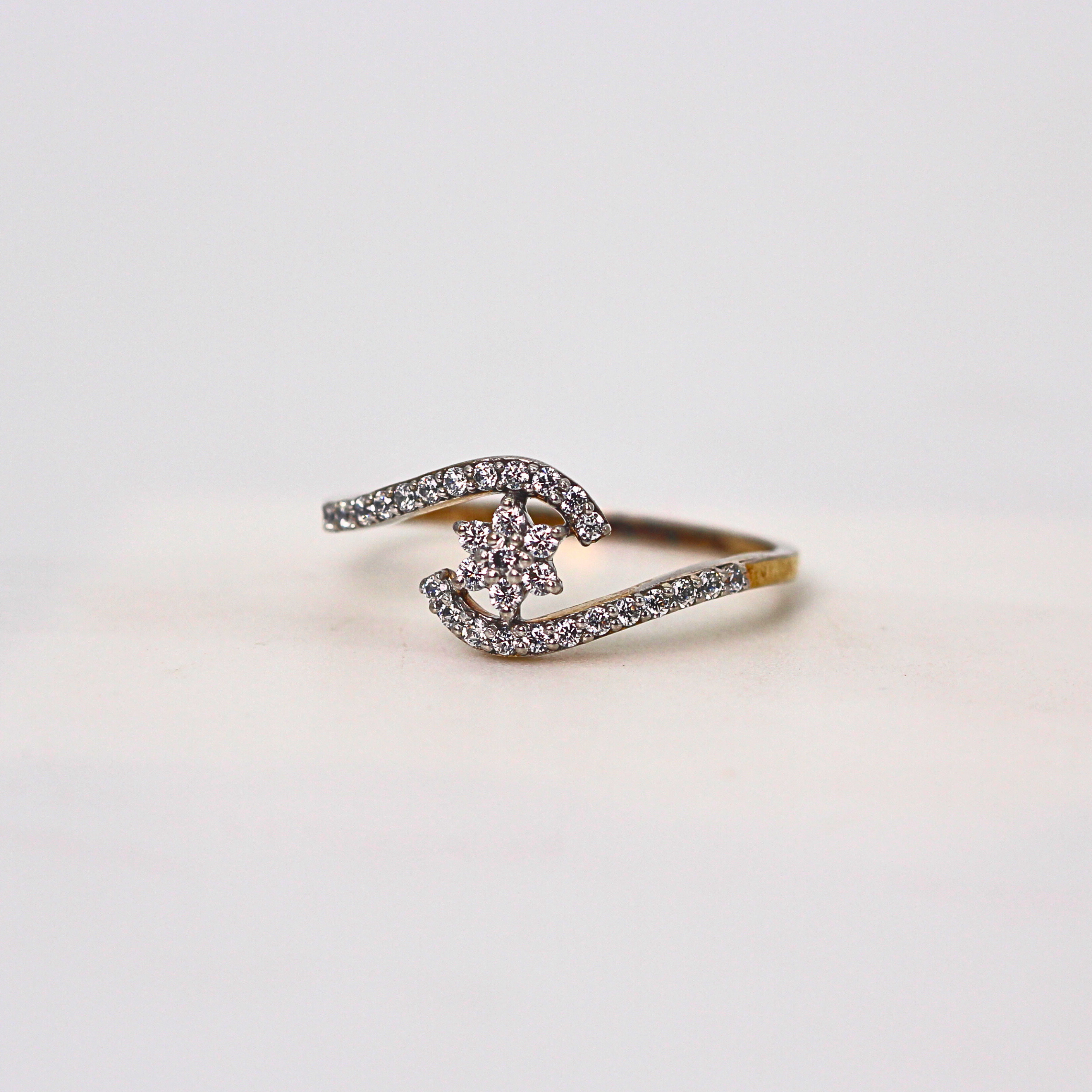 Diamond Floral Open Curve Band Ring