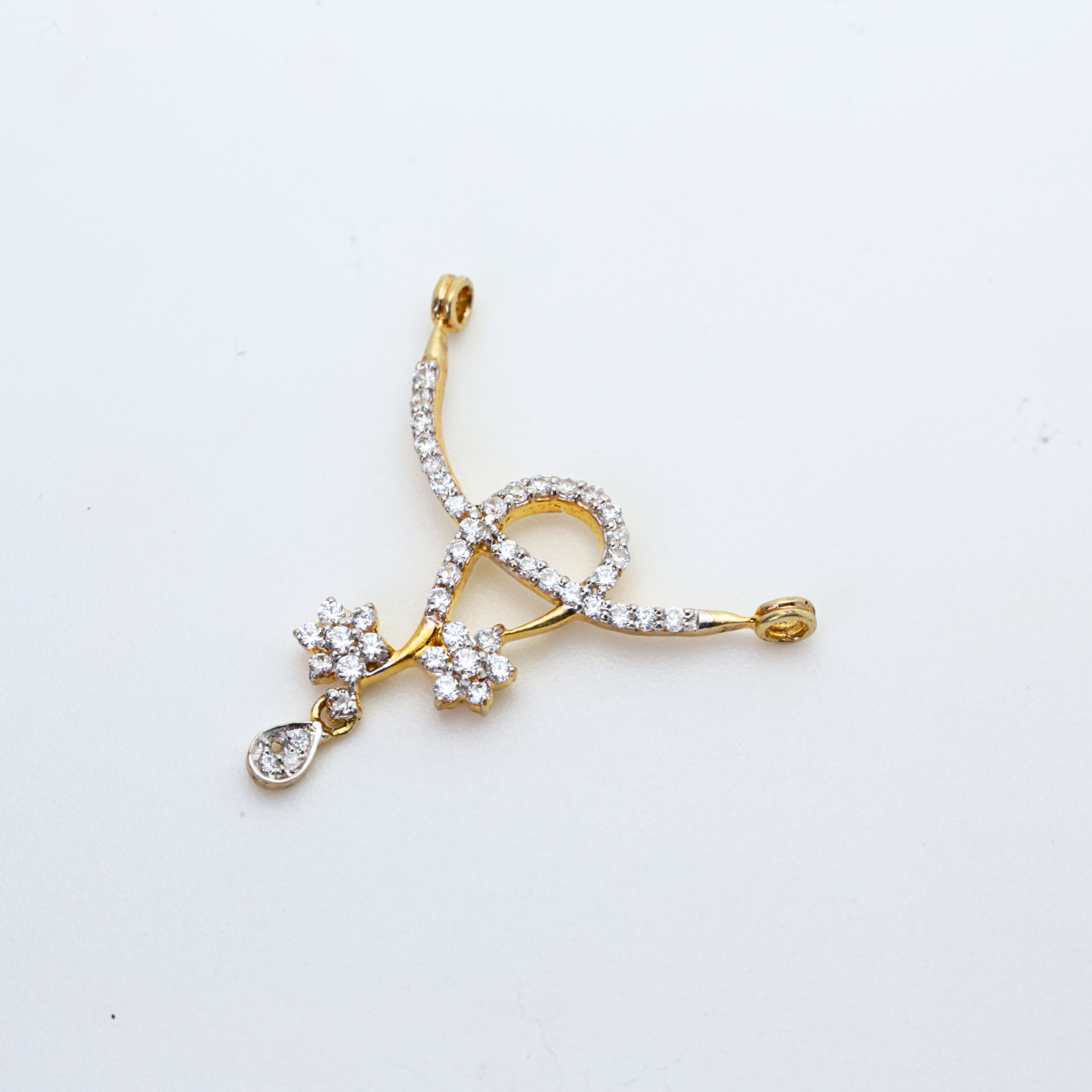 Diamond Loop Curve Floral Drop Mangalsutra Pendant